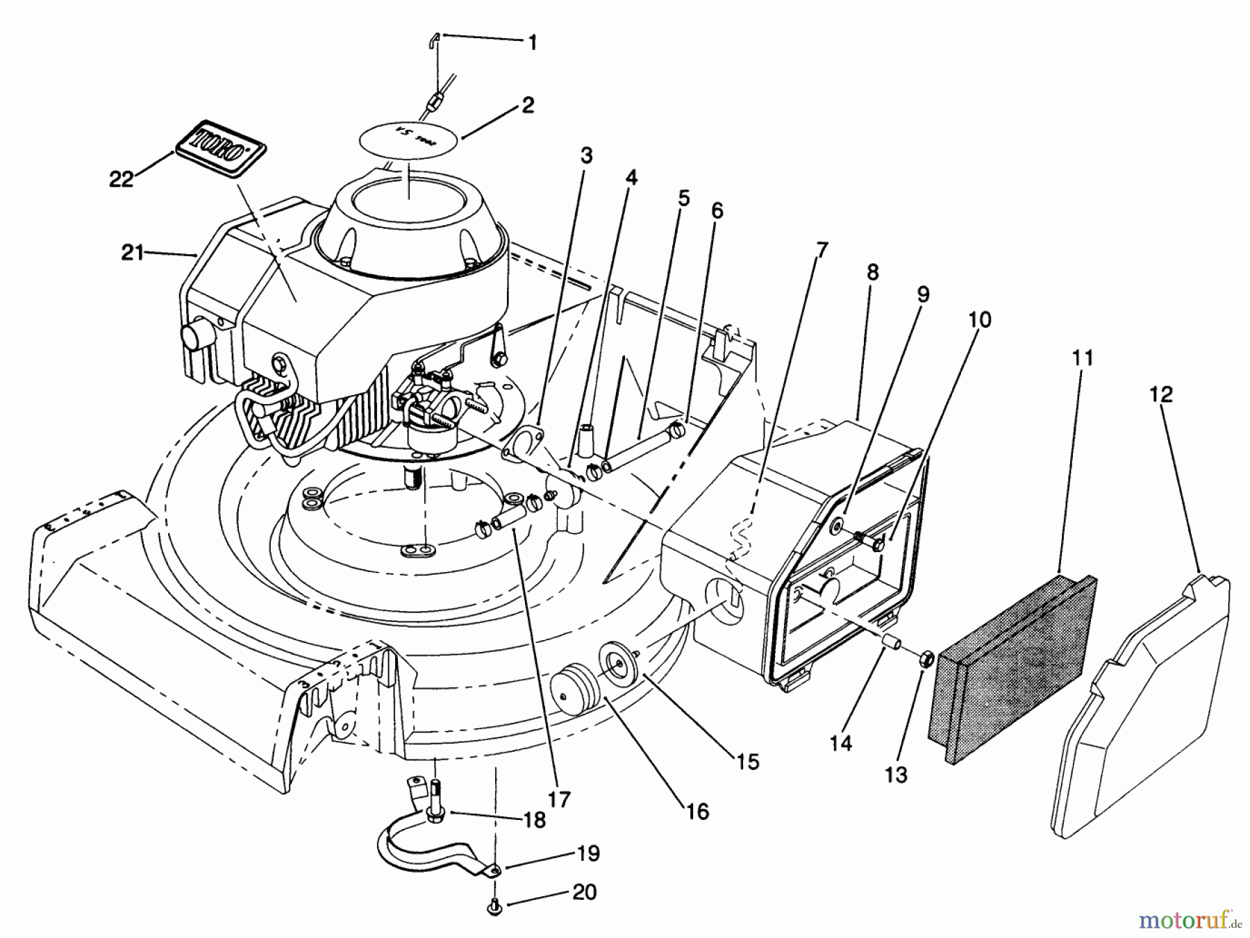  Toro Neu Mowers, Walk-Behind Seite 2 22042 - Toro Lawnmower, 1991 (1000001-1999999) ENGINE ASSEMBLY