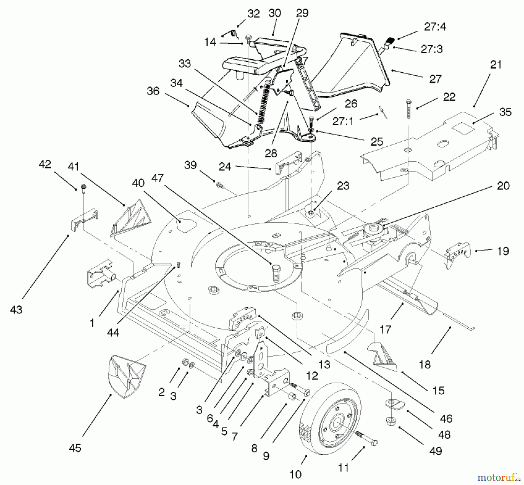  Toro Neu Mowers, Walk-Behind Seite 2 22043 - Toro Recycler Mower, 2001 (210000001-210999999) HOUSING ASSEMBLY