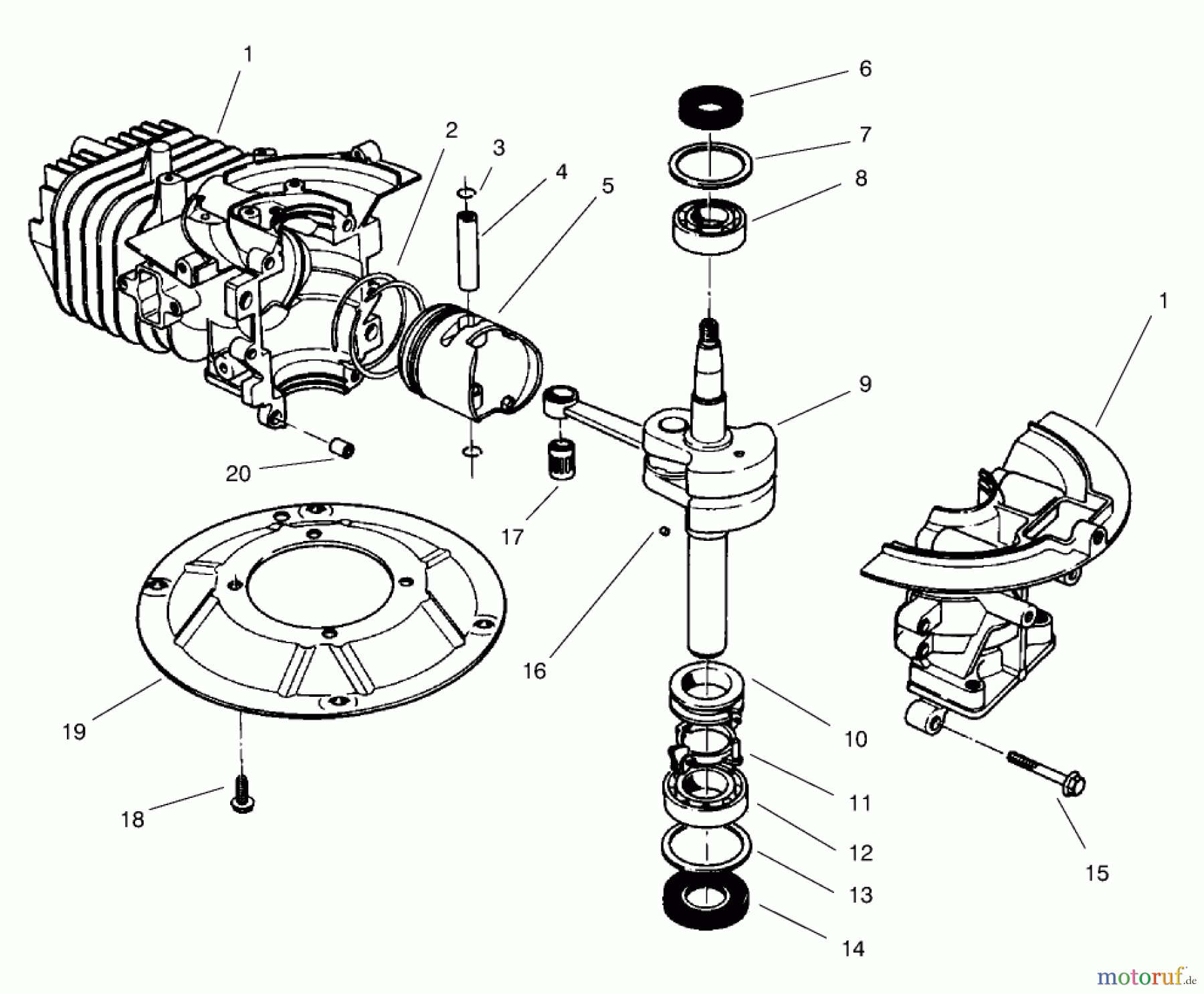  Toro Neu Mowers, Walk-Behind Seite 2 22045 - Toro Recycler Mower, 1998 (8900001-8999999) CRANKSHAFT ASSEMBLY (MODEL NO. 47PT7-7)