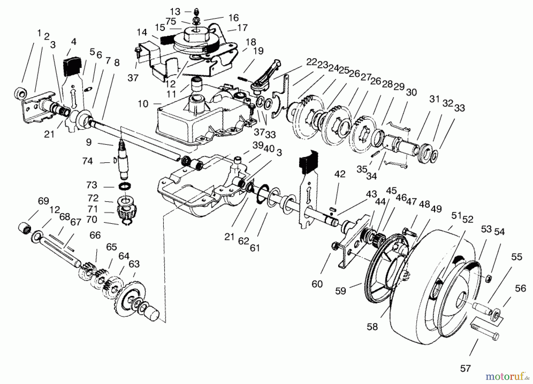  Toro Neu Mowers, Walk-Behind Seite 2 22142 - Toro Lawnmower, 1997 (7900001-7999999) GEAR CASE ASSEMBLY