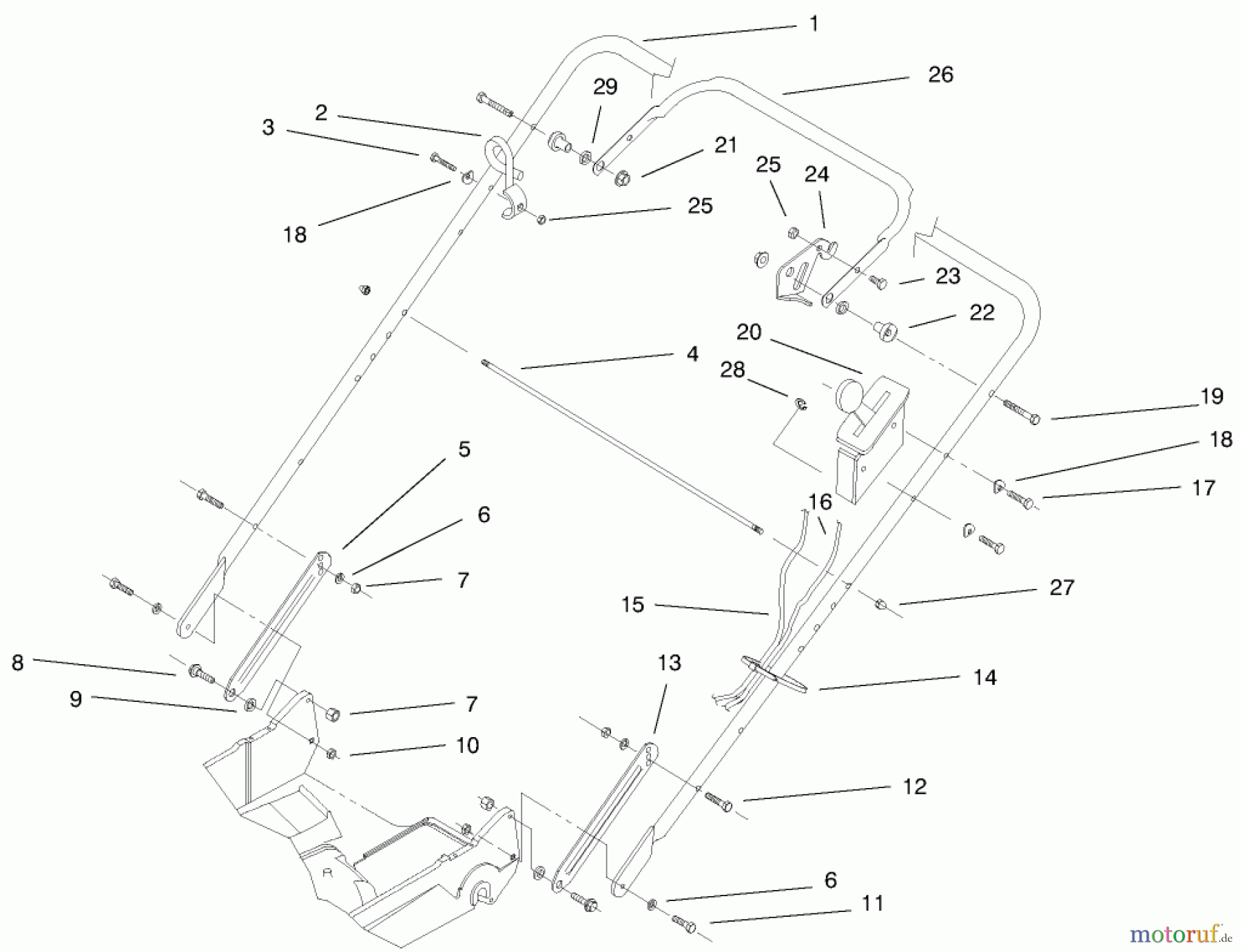  Toro Neu Mowers, Walk-Behind Seite 2 22170 - Toro Recycler Mower, 1999 (9900001-9999999) HANDLE ASSEMBLY