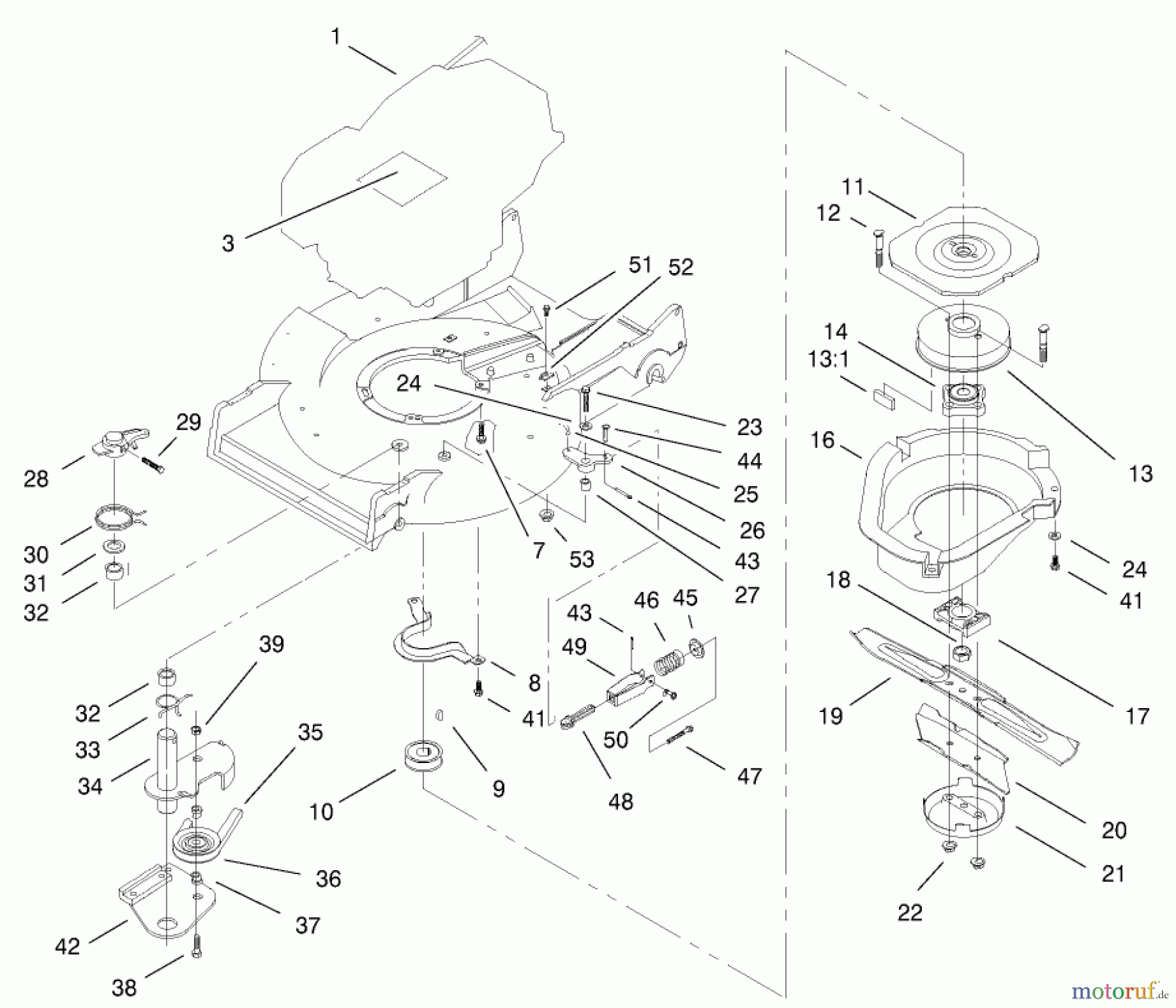  Toro Neu Mowers, Walk-Behind Seite 2 22172 - Toro Recycler Mower, 2000 (200000001-200999999) ENGINE & BBC ASSEMBLY