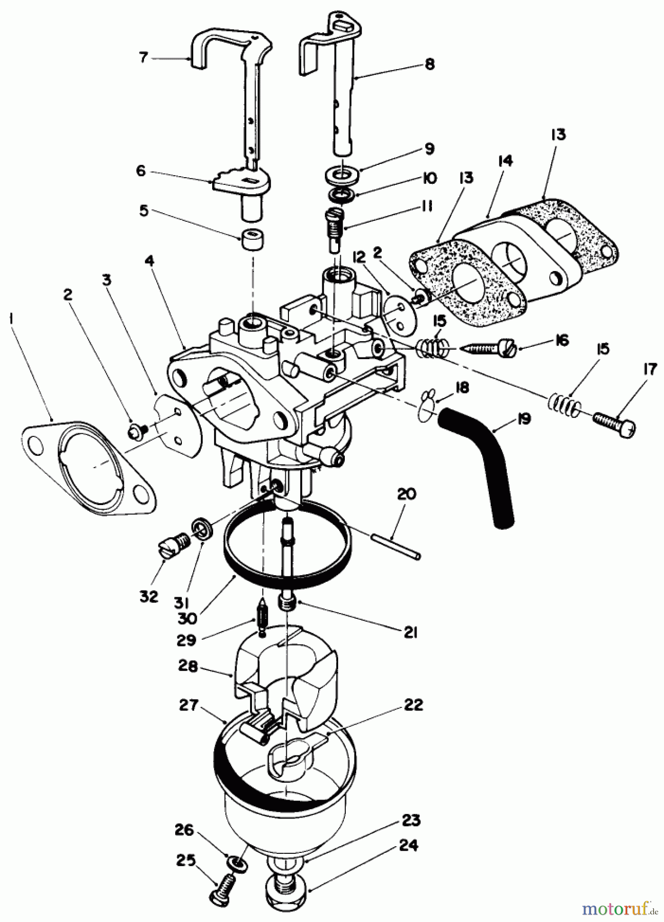  Toro Neu Mowers, Walk-Behind Seite 2 26621 - Toro Lawnmower, 1990 (0000001-0999999) CARBURETOR ASSEMBLY (ENGINE MODEL NO. VMK9-2)