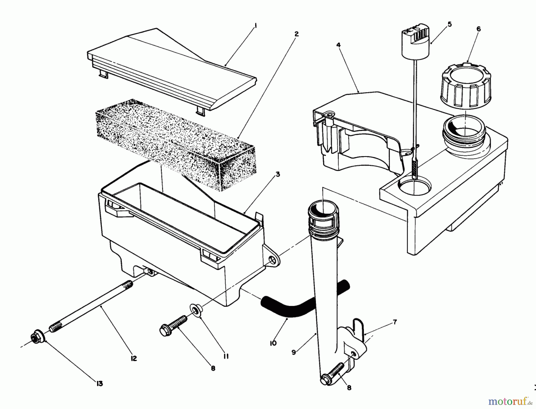 Toro Neu Mowers, Walk-Behind Seite 2 26622 - Toro Lawnmower, 1989 (9000001-9999999) AIR CLEANER & FUEL TANK ASSEMBLY (ENGINE MODEL NO. VMJ8)