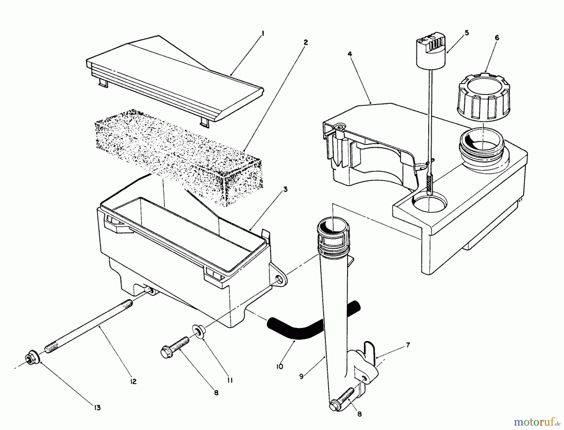 Toro Neu Mowers, Walk-Behind Seite 2 26624 - Toro Lawnmower, 1990 (0001102-0999999) AIR CLEANER & FUEL TANK ASSEMBLY (ENGINE MODEL NO. VMK9-3)