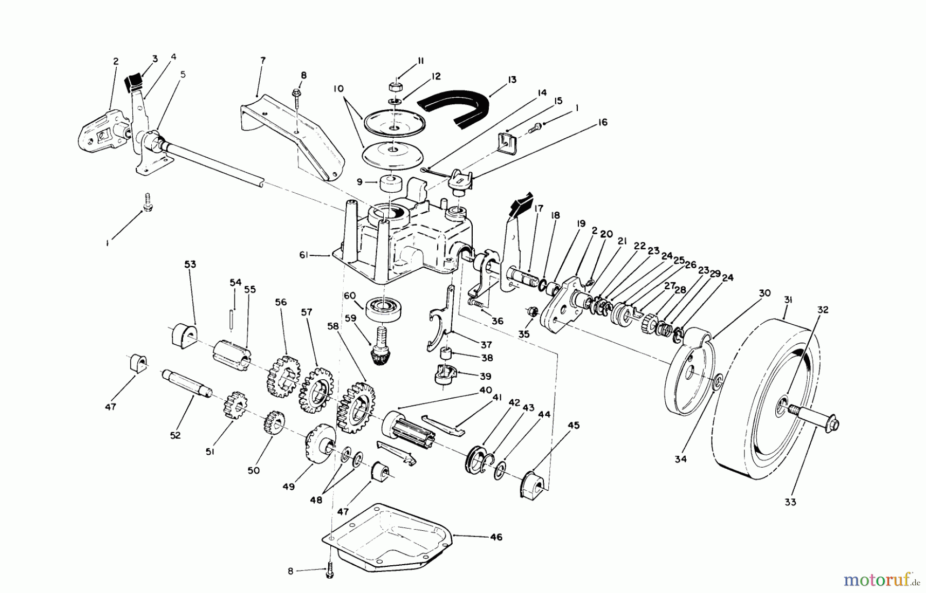  Toro Neu Mowers, Walk-Behind Seite 2 26625BG - Toro Lawnmower, 1990 (0000001-0999999) GEAR CASE ASSEMBLY (FOR MODEL 26625B-0900822 & UP, MODEL 26625BG)