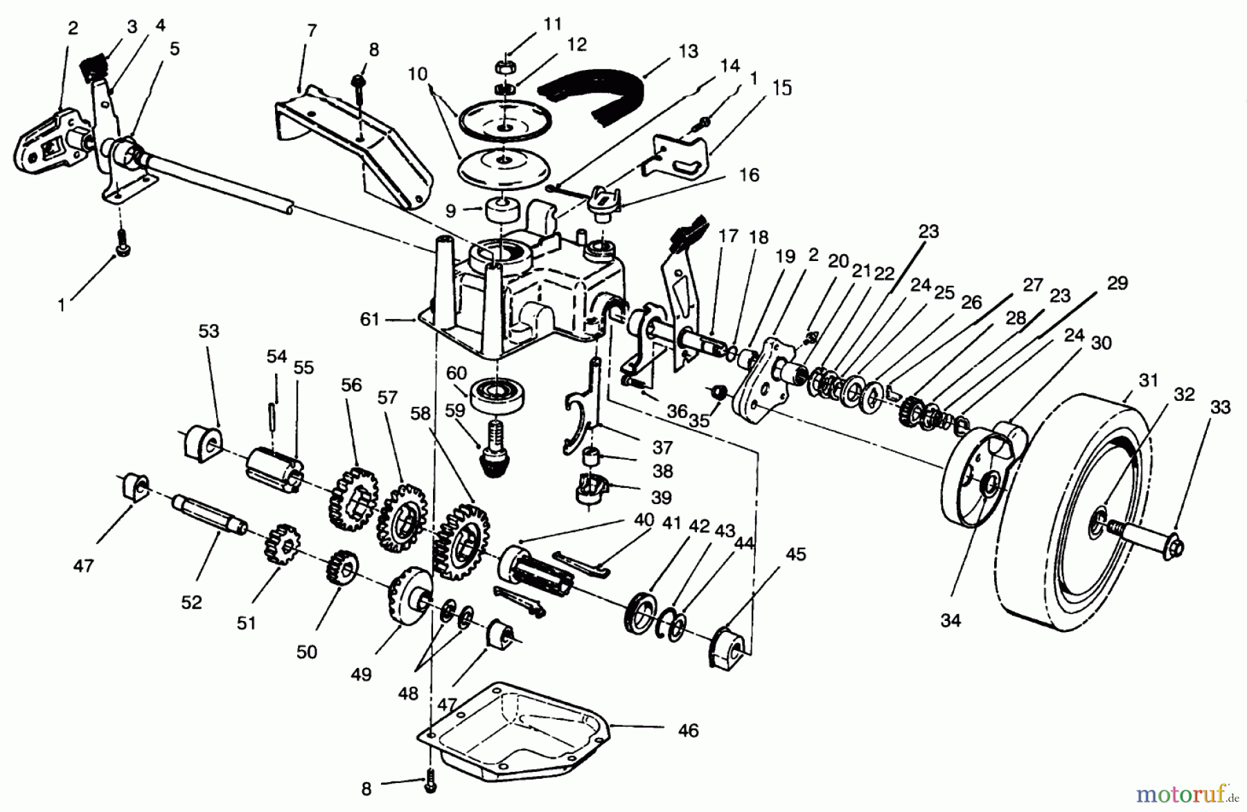  Toro Neu Mowers, Walk-Behind Seite 2 26636B - Toro Lawnmower, 1996 (6900001-6999999) GEAR CASE ASSEMBLY