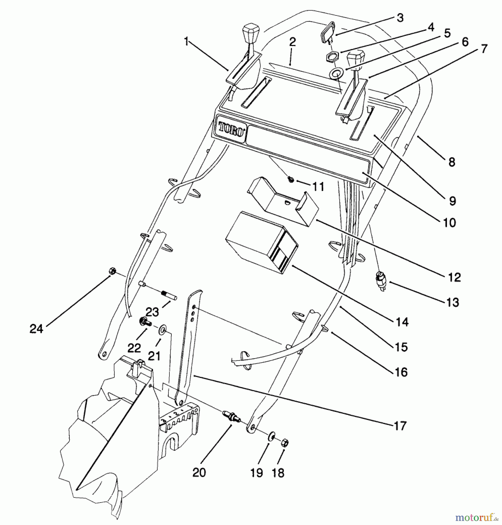  Toro Neu Mowers, Walk-Behind Seite 2 27502 - Toro Lawnmower, 1991 (1000001-1999999) HANDLE ASSEMBLY