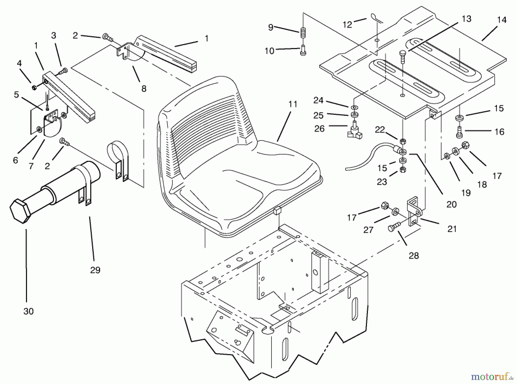  Toro Neu Mowers, Zero-Turn 74101 (620-Z) - Toro 620-Z Tractor, 1994 (490001-499999) SEAT ASSEMBLY