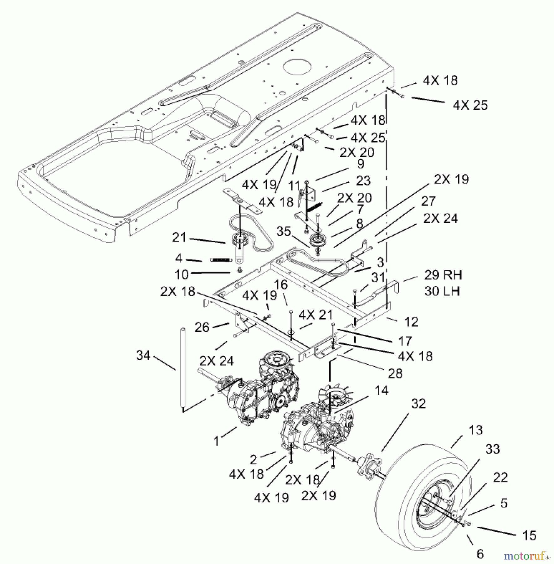  Toro Neu Mowers, Zero-Turn 74301 (14-38Z) - Toro 14-38Z TimeCutter Z Riding Mower, 2003 (230000001-230999999) HYDRO AND BELT DRIVE ASSEMBLY