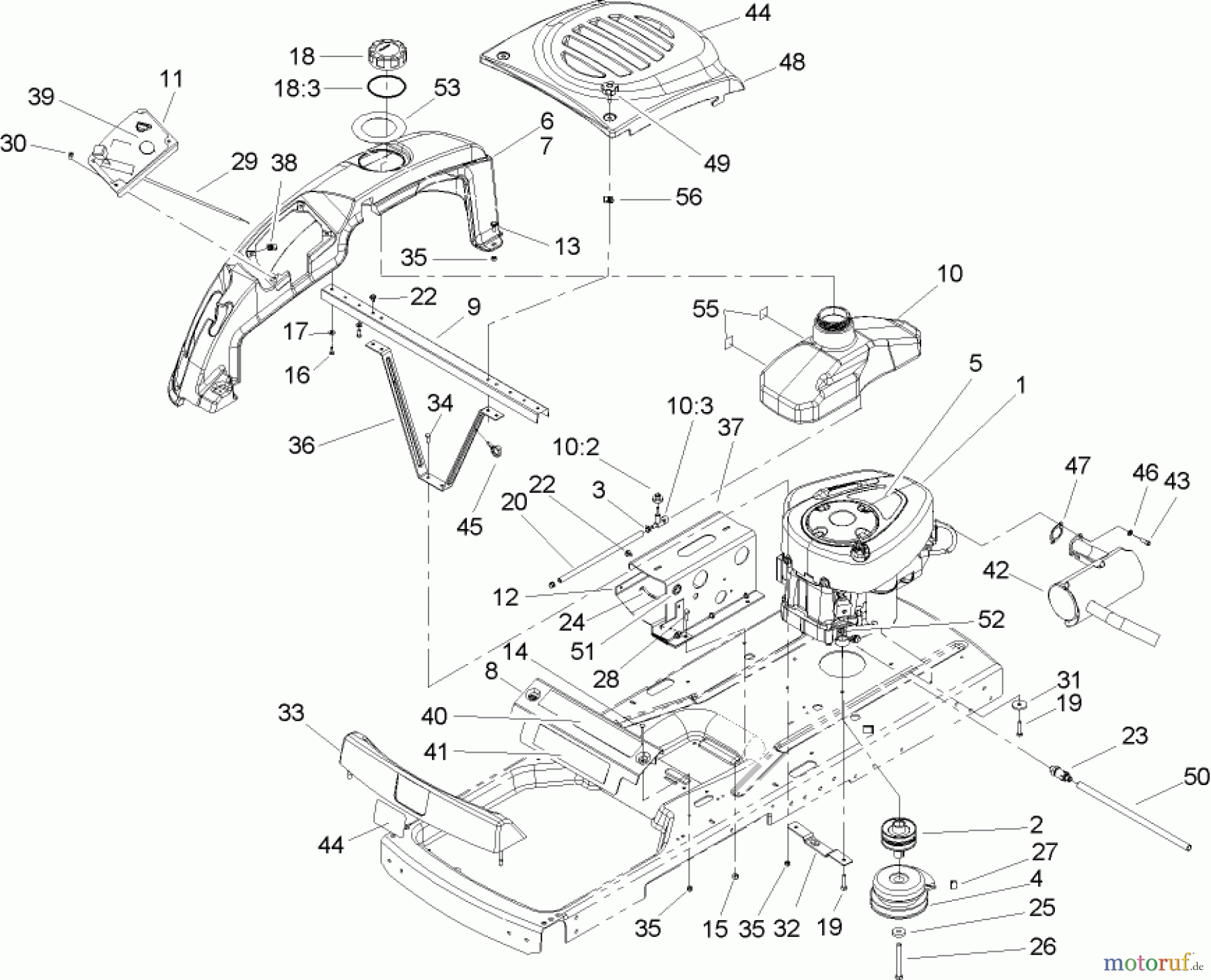  Toro Neu Mowers, Zero-Turn 74301 (14-38Z) - Toro 14-38Z TimeCutter Z Riding Mower, 2004 (240000894-240999999) ENGINE ASSEMBLY