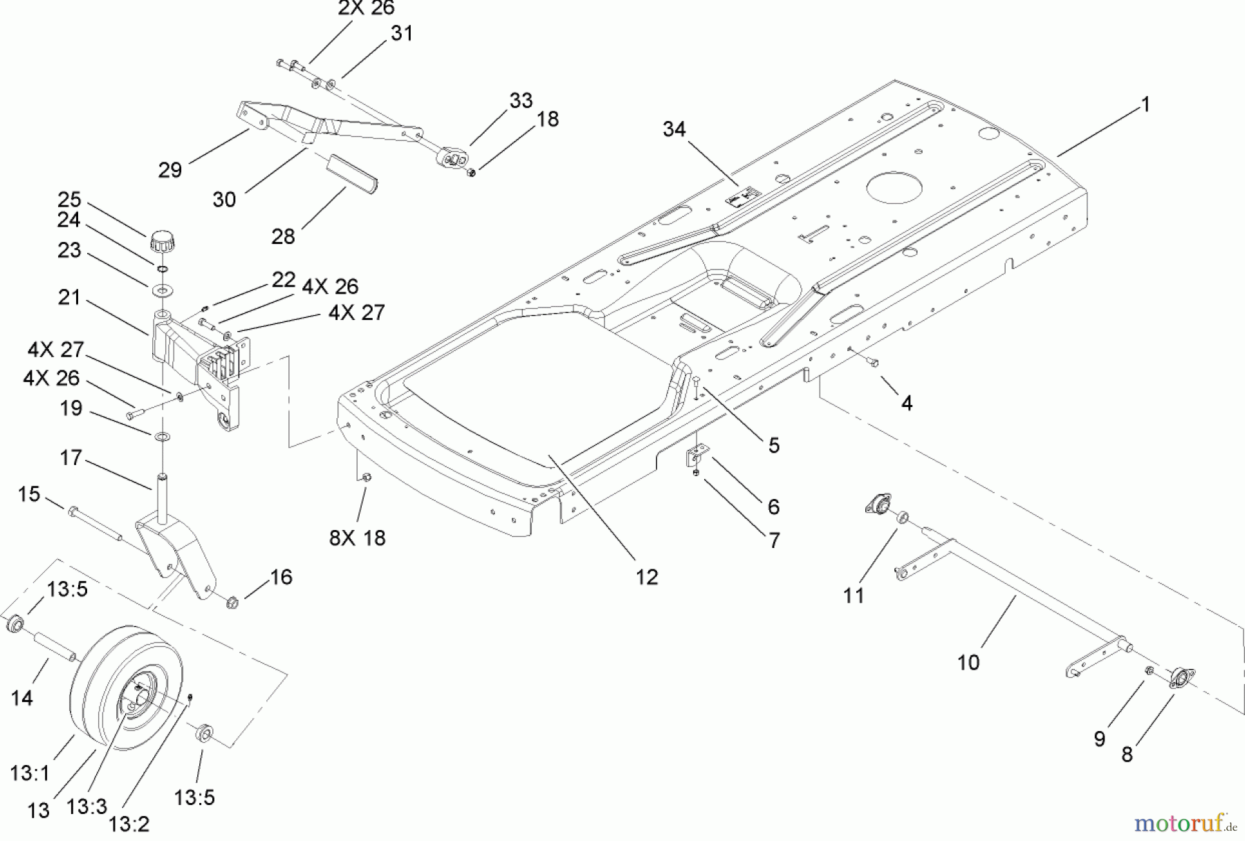  Toro Neu Mowers, Zero-Turn 74327 (Z420) - Toro TimeCutter Z420 Riding Mower, 2006 (260000001-260019999) FRAME ASSEMBLY