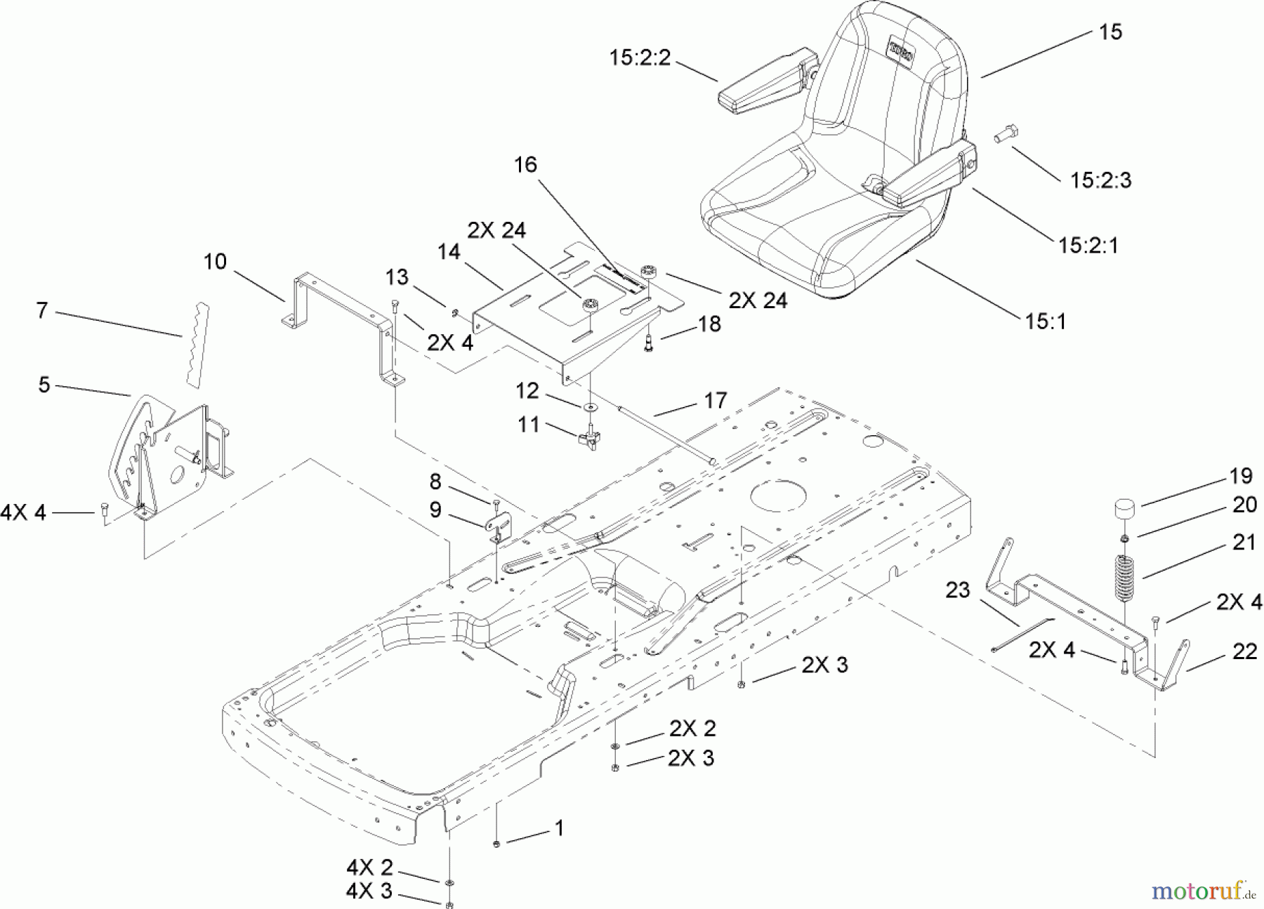  Toro Neu Mowers, Zero-Turn 74327 (Z420) - Toro TimeCutter Z420 Riding Mower, 2006 (260020000-260999999) SEAT ASSEMBLY