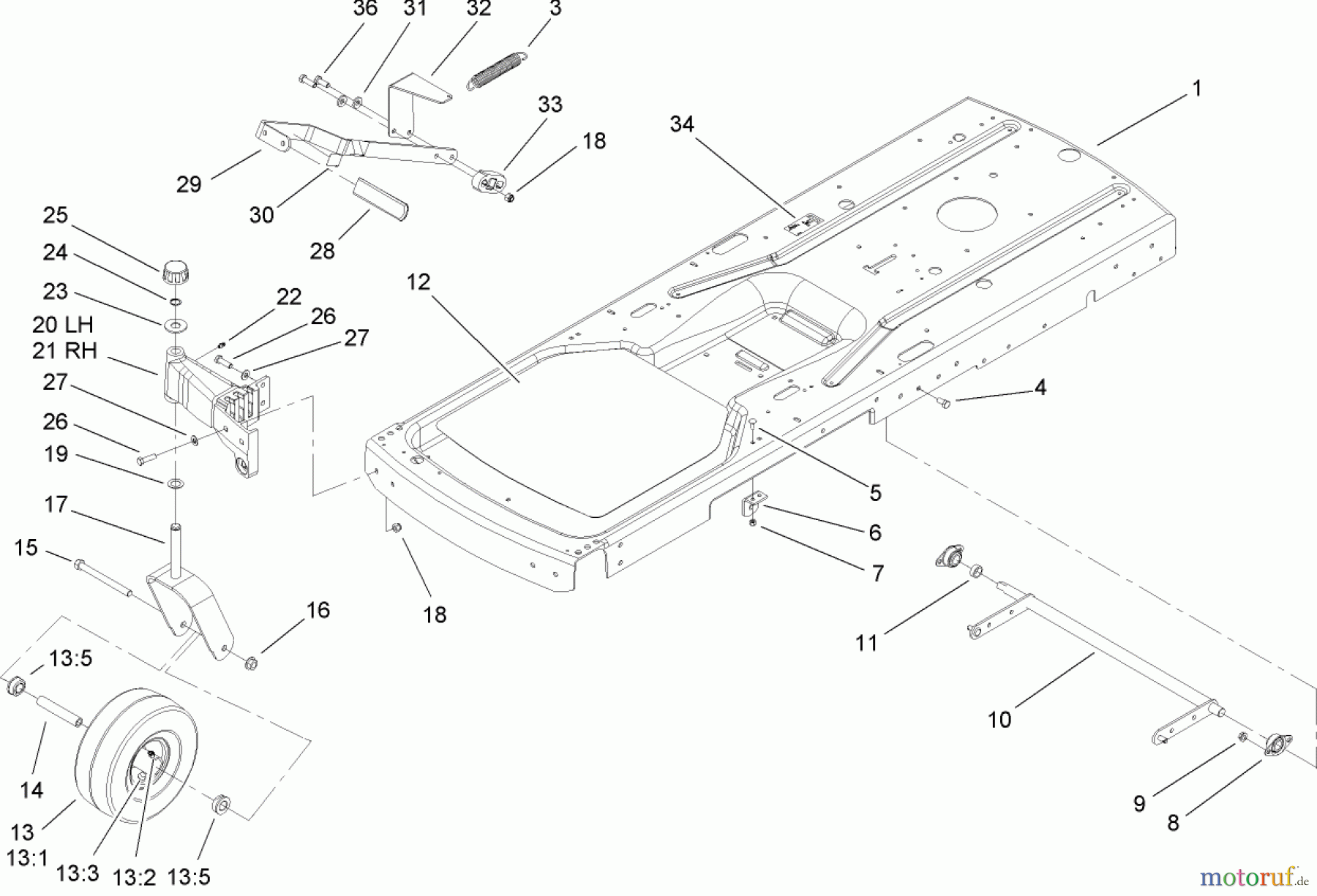  Toro Neu Mowers, Zero-Turn 74353 (Z480) - Toro TimeCutter Z480 Riding Mower, 2006 (260000001-260999999) FRAME ASSEMBLY