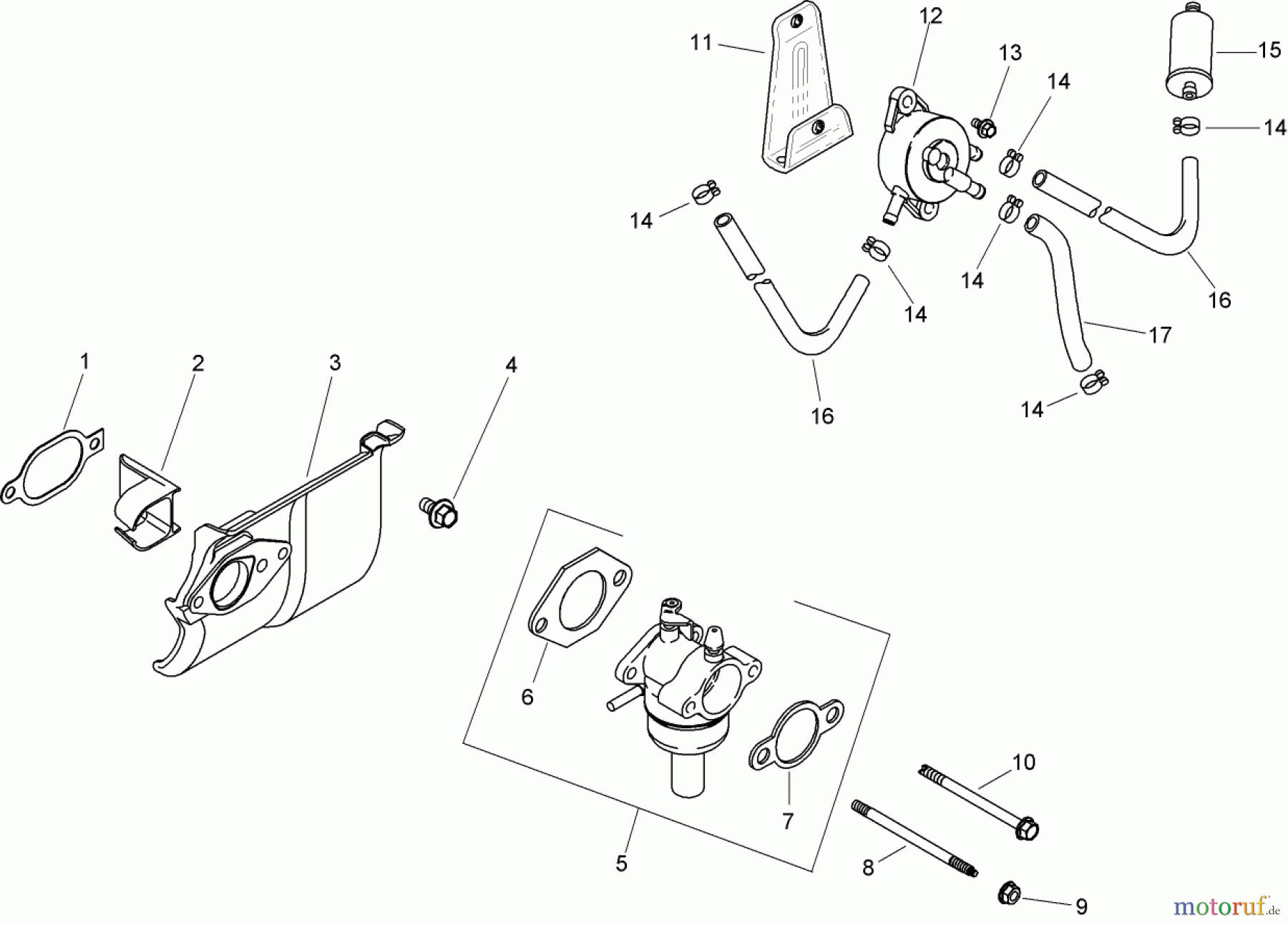  Toro Neu Mowers, Zero-Turn 74360 (Z4200) - Toro TimeCutter Z4200 Riding Mower, 2008 (280000001-280999999) FUEL SYSTEM ASSEMBLY KOHLER SV590-0019