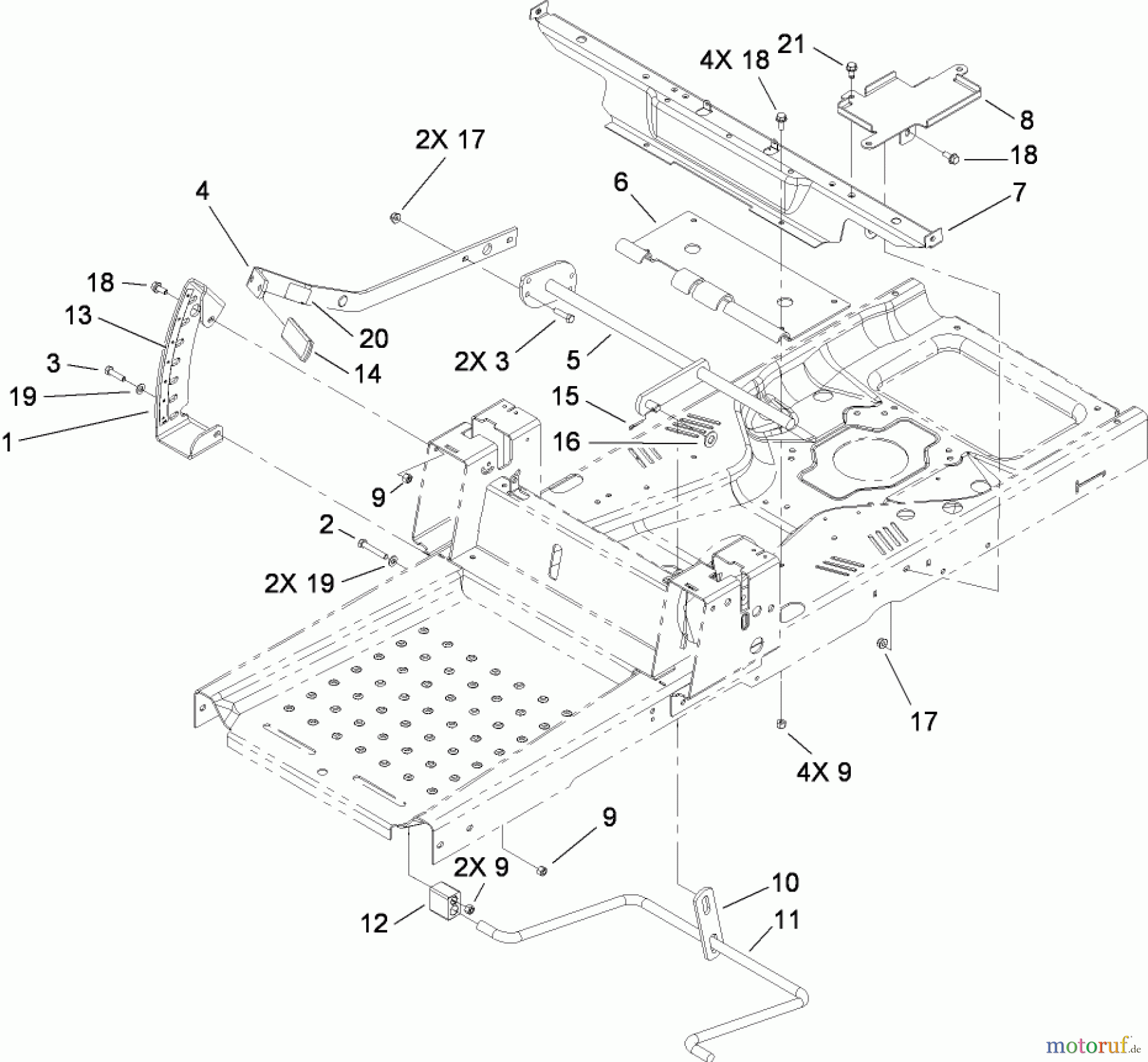 Toro Neu Mowers, Zero-Turn 74363 (Z4200) - Toro TimeCutter Z4220 Riding Mower, 2009 (290000505-290999999) DECK LIFT AND SEAT SUPPORT ASSEMBLY
