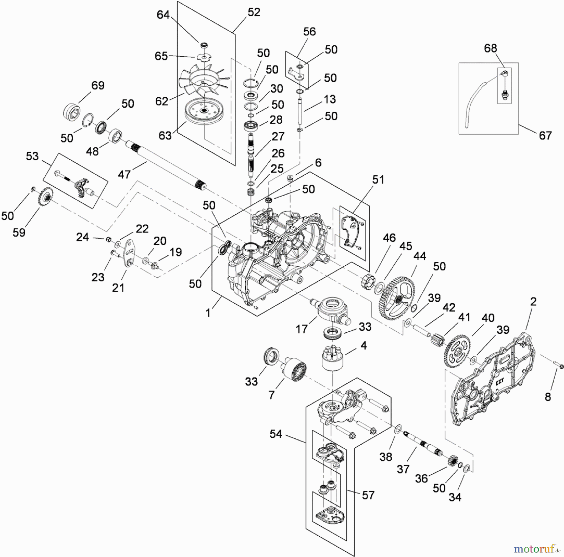  Toro Neu Mowers, Zero-Turn 74365 (Z4235) - Toro TimeCutter Z4235 Riding Mower, 2010 (310000001-310999999) RH HYDRO ASSEMBLY NO. 110-6771