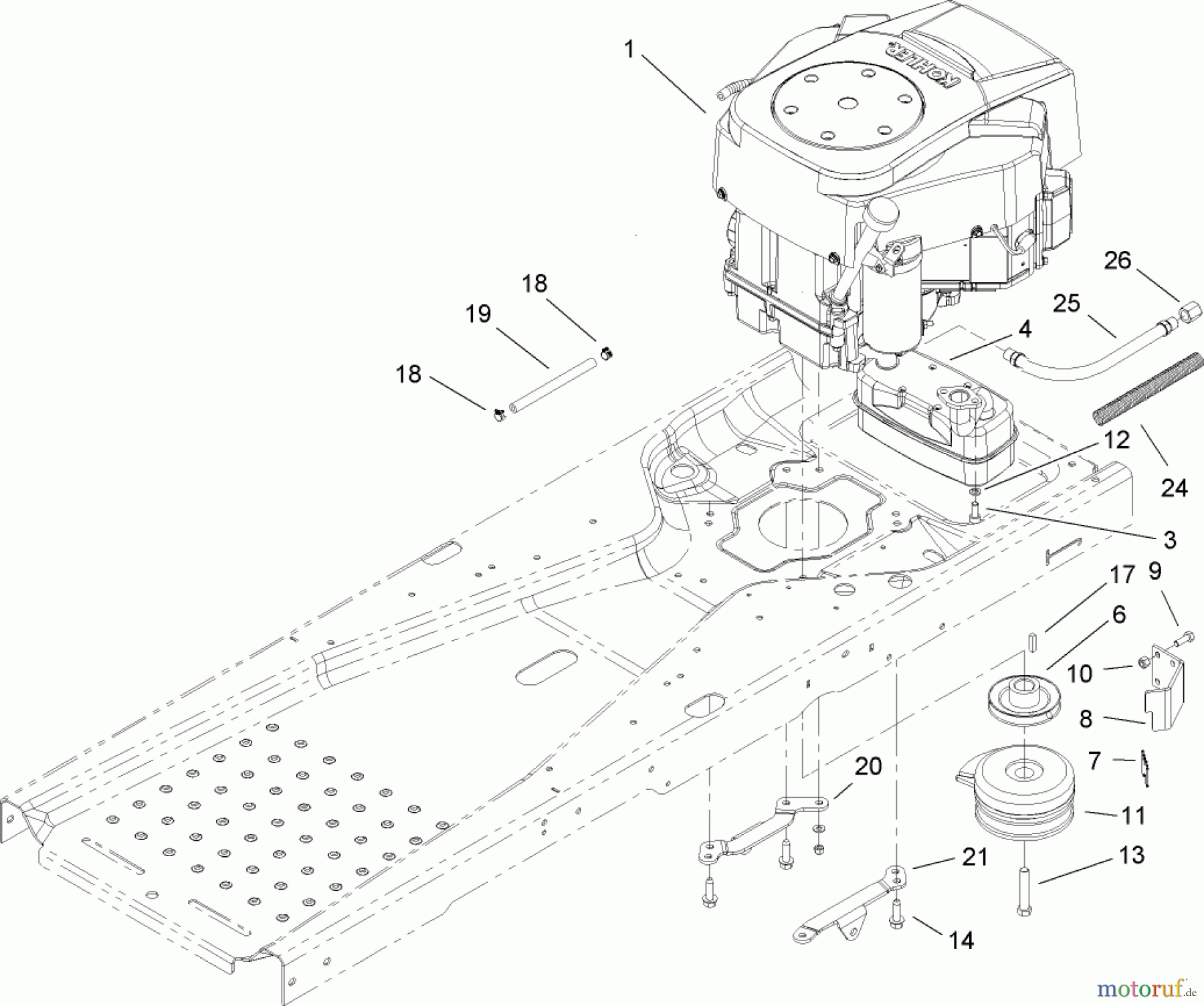  Toro Neu Mowers, Zero-Turn 74372 (Z5020) - Toro TimeCutter Z5020 Riding Mower, 2007 (270000001-270999999) ENGINE AND CLUTCH ASSEMBLY