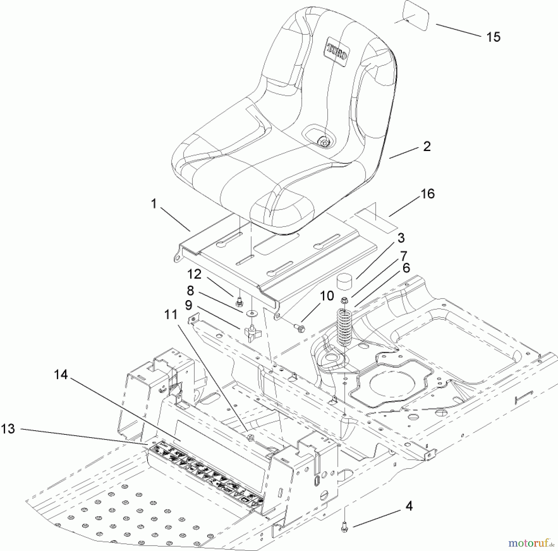  Toro Neu Mowers, Zero-Turn 74380 (Z4200) - Toro TimeCutter Z4200 Riding Mower, 2007 (270000001-270999999) SEAT ASSEMBLY