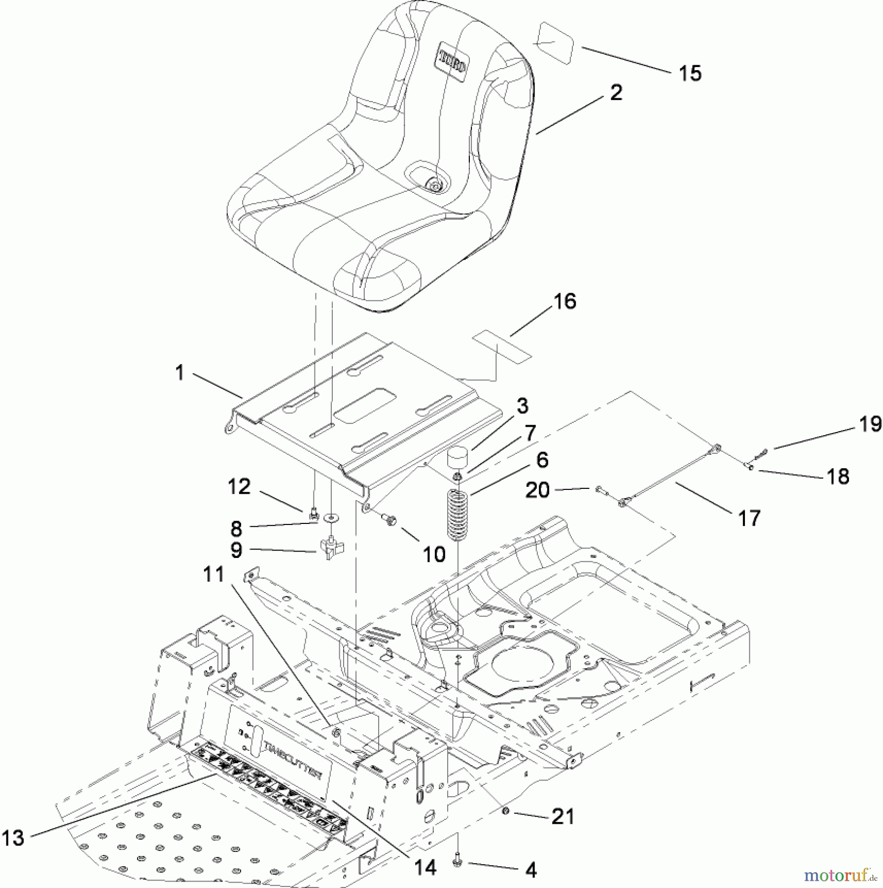  Toro Neu Mowers, Zero-Turn 74380 (Z4200) - Toro TimeCutter Z4200 Riding Mower, 2008 (280000001-280999999) SEAT ASSEMBLY