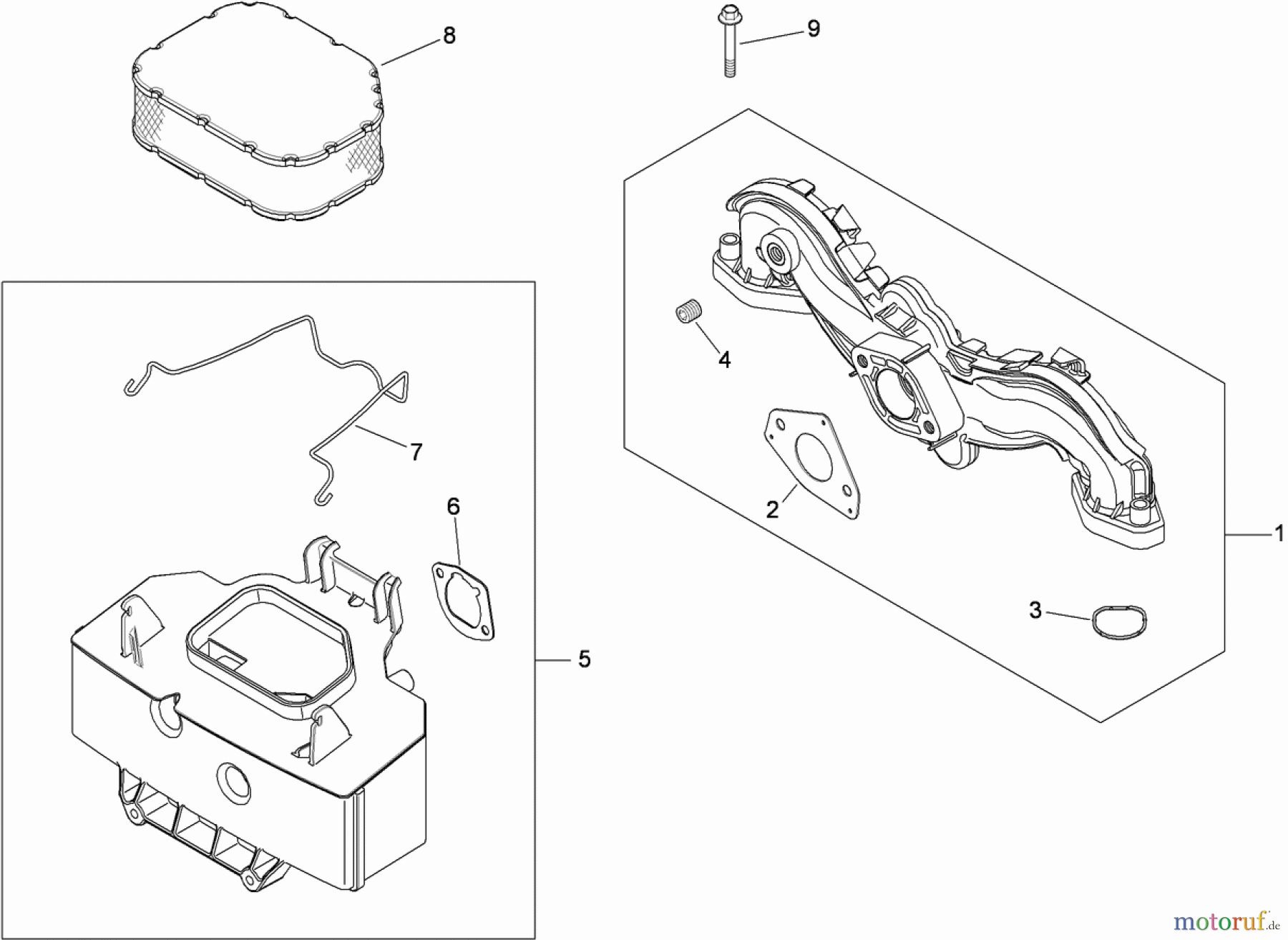  Toro Neu Mowers, Zero-Turn 74381 (Z4202) - Toro TimeCutter Z4202 Riding Mower, 2009 (290000001-290000210) AIR INTAKE AND FILTRATION ASSEMBLY KOHLER SV710-0031