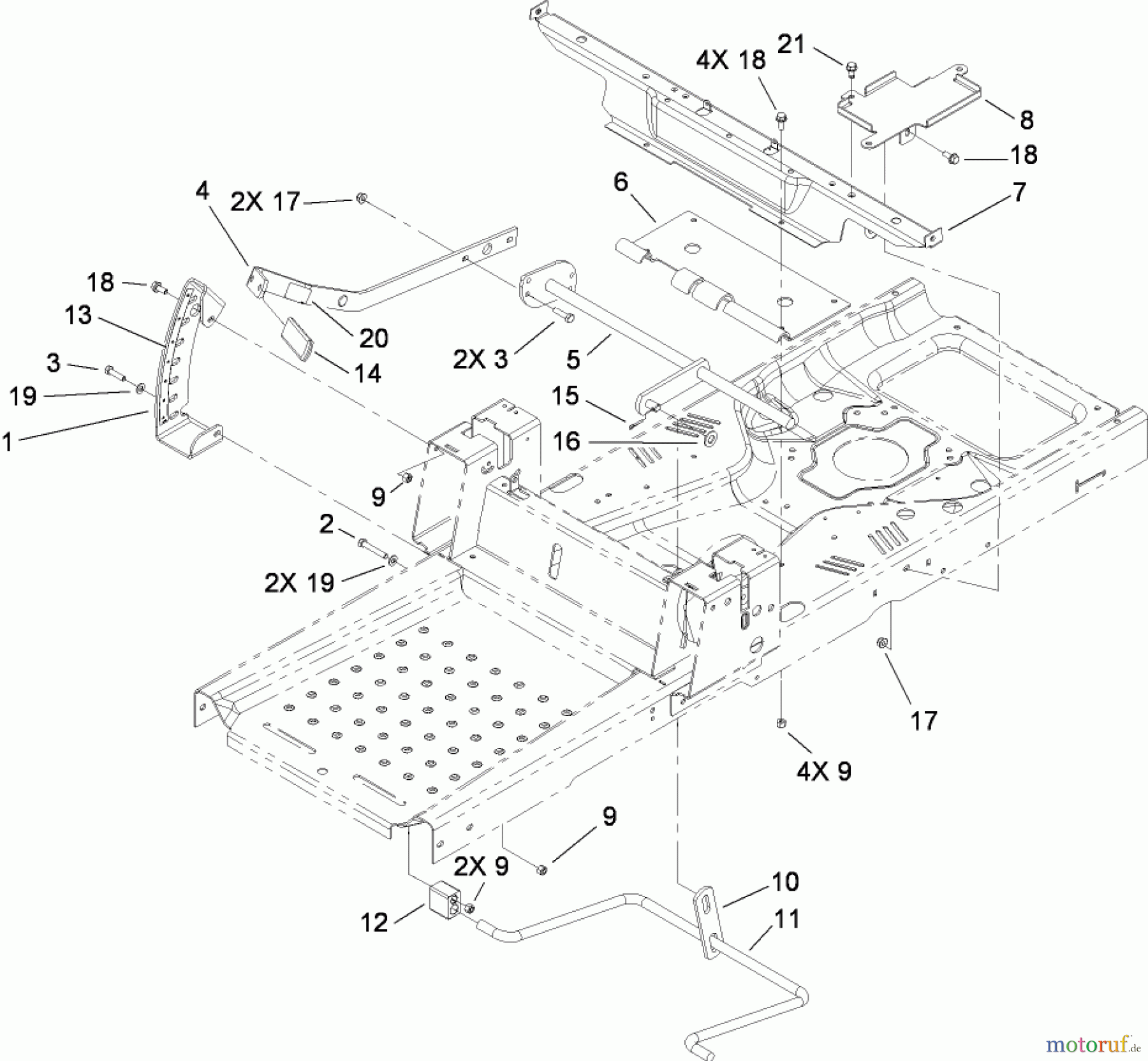  Toro Neu Mowers, Zero-Turn 74381 (Z4202) - Toro TimeCutter Z4202 Riding Mower, 2009 (290000211-290999999) DECK LIFT AND SEAT SUPPORT ASSEMBLY