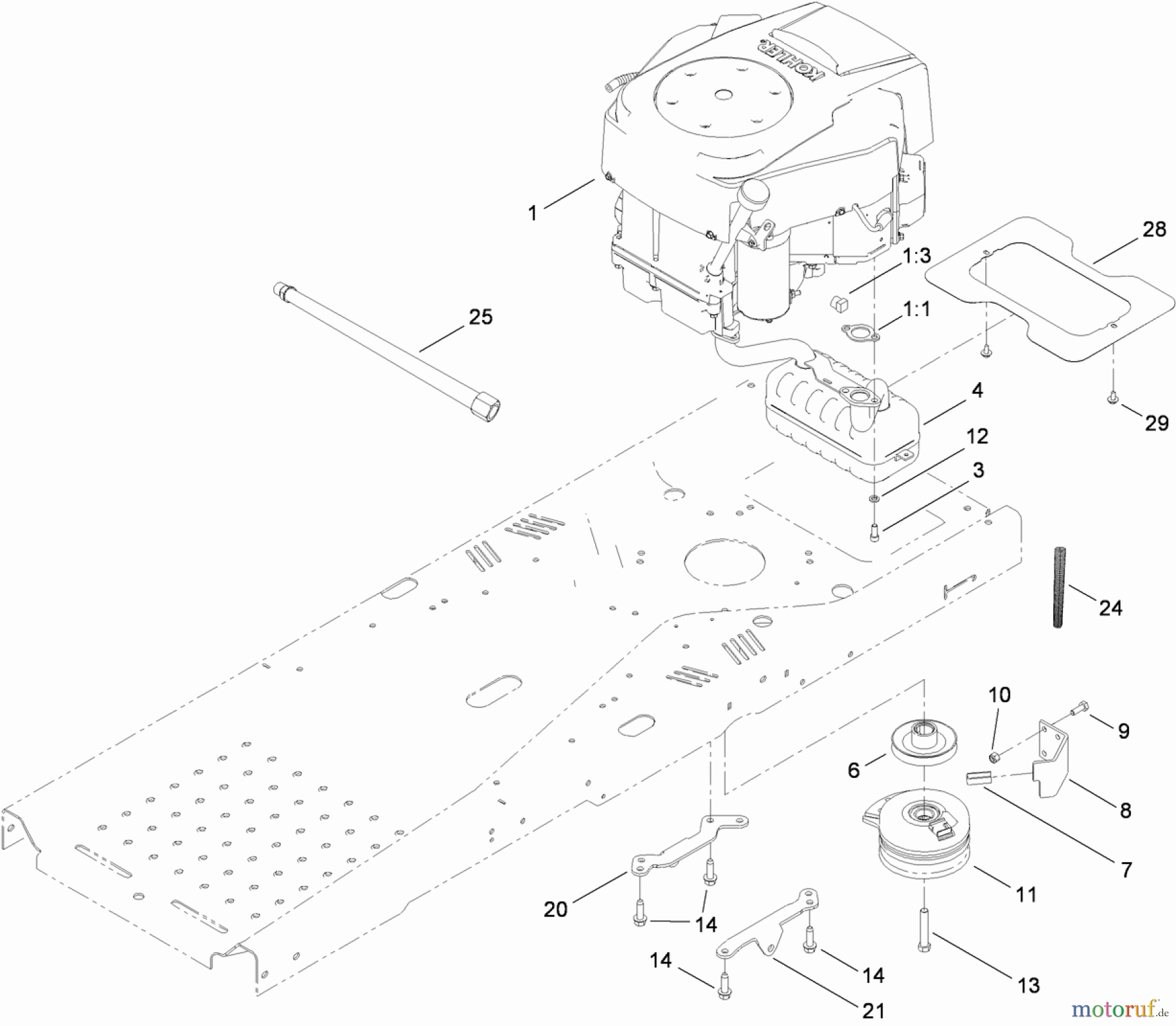  Toro Neu Mowers, Zero-Turn 74381 (Z4202) - Toro TimeCutter Z4202 Riding Mower, 2010 (310000001-310999999) ENGINE AND CLUTCH ASSEMBLY