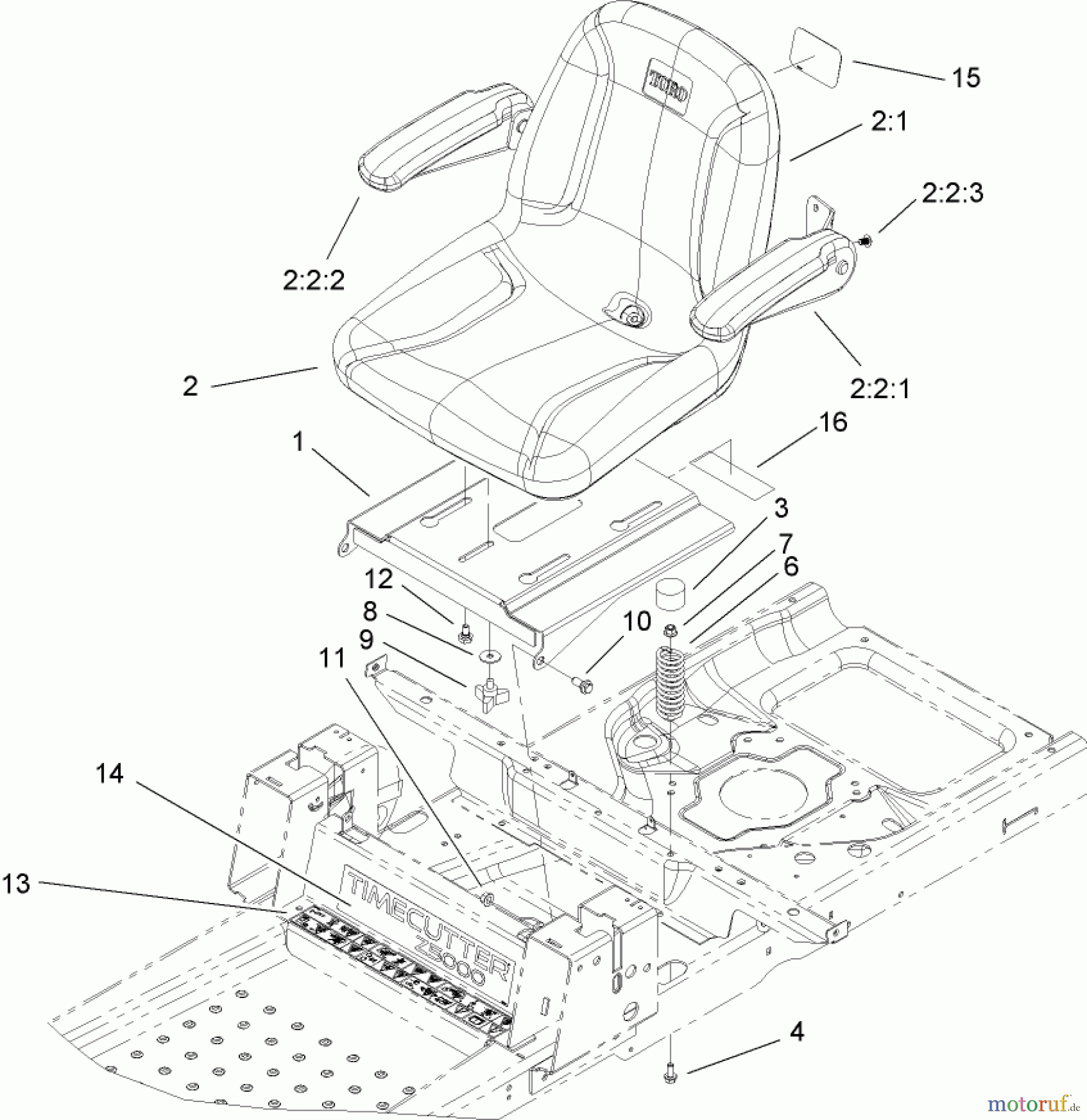  Toro Neu Mowers, Zero-Turn 74399 (Z5020) - Toro TimeCutter Z5020 Riding Mower, 2007 (270000001-270999999) SEAT ASSEMBLY