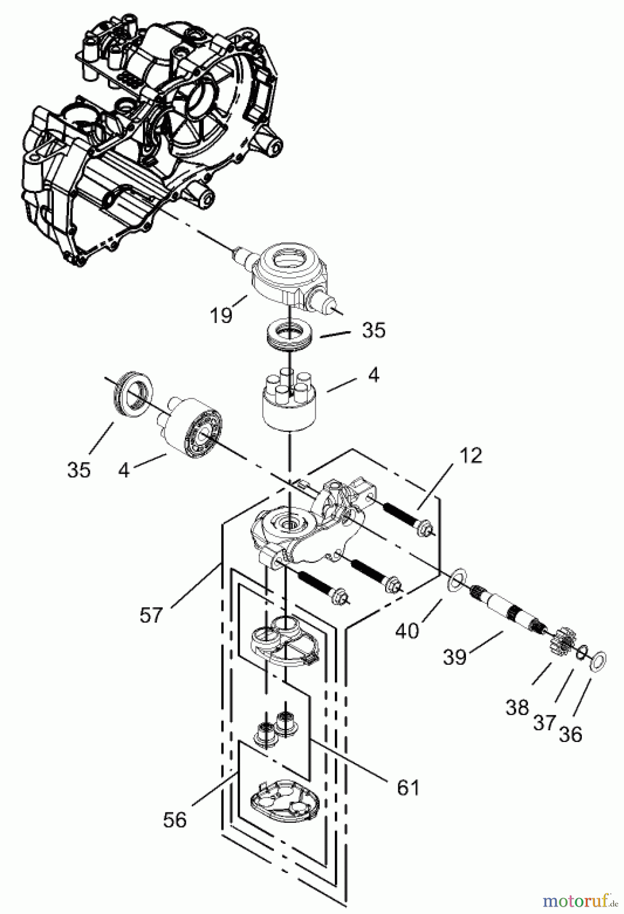  Toro Neu Mowers, Zero-Turn 74403 (16-42Z) - Toro 16-42Z TimeCutter Z Riding Mower, 2003 (230000001-230999999) CYLINDER BLOCK ASSEMBLY LH HYDROSTAT NO. 105-3492