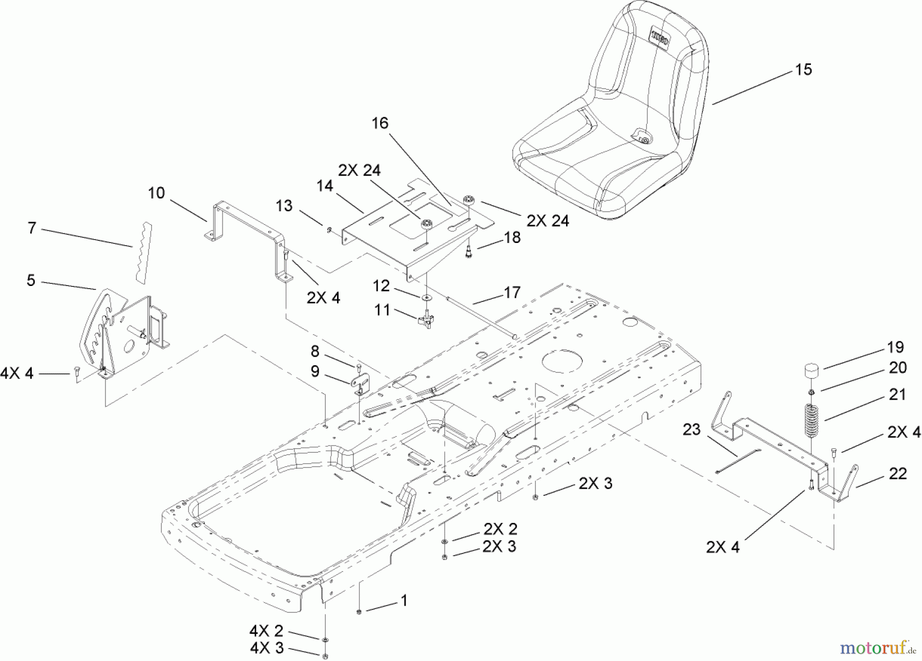  Toro Neu Mowers, Zero-Turn 74403 (Z420) - Toro TimeCutter Z420 Riding Mower, 2006 (260000001-260999999) SEAT ASSEMBLY