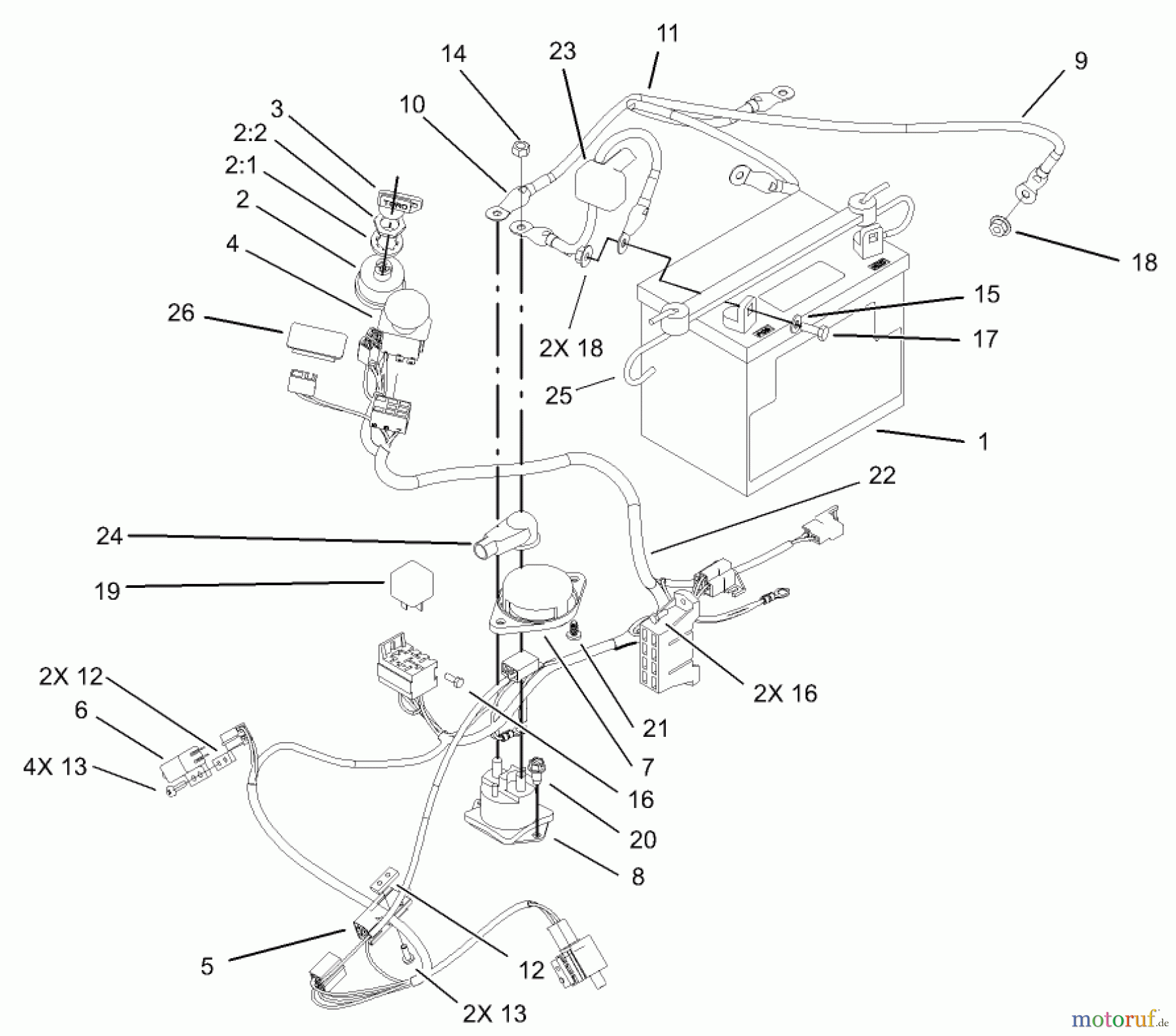  Toro Neu Mowers, Zero-Turn 74405 (18-52ZX) - Toro 18-52ZX TimeCutter ZX Riding Mower, 2003 (230000001-230999999) ELECTRICAL ASSEMBLY