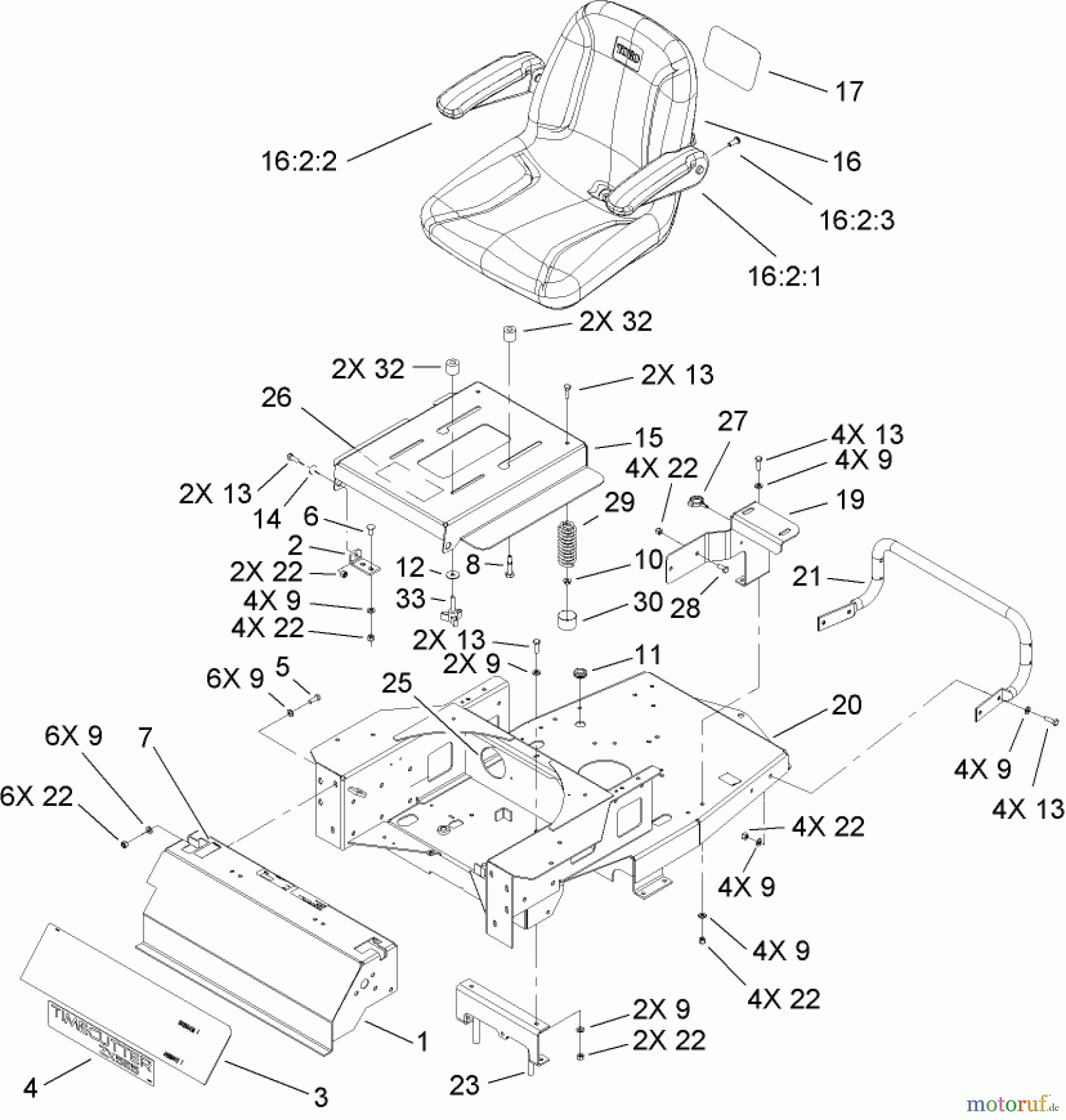  Toro Neu Mowers, Zero-Turn 74406 (ZX440) - Toro TimeCutter ZX440 Riding Mower, 2007 (270000001-270999999) MAIN FRAME ASSEMBLY