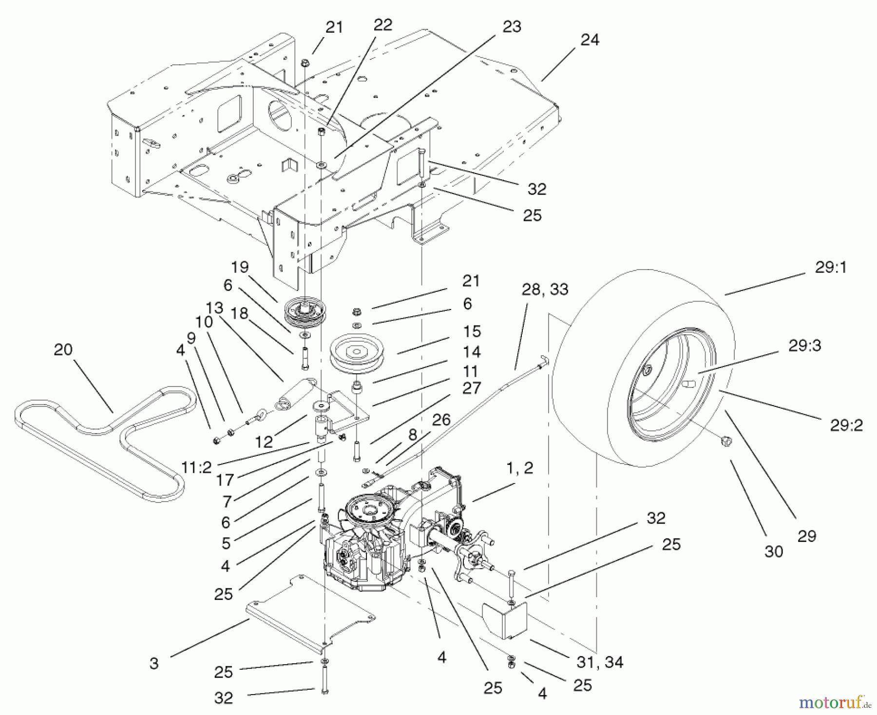  Toro Neu Mowers, Zero-Turn 74501 (Z16-44) - Toro Z16-44 TimeCutter Z Riding Mower, 2002 (220000001-220999999) HYDRO AND BELT DRIVE ASSEMBLY