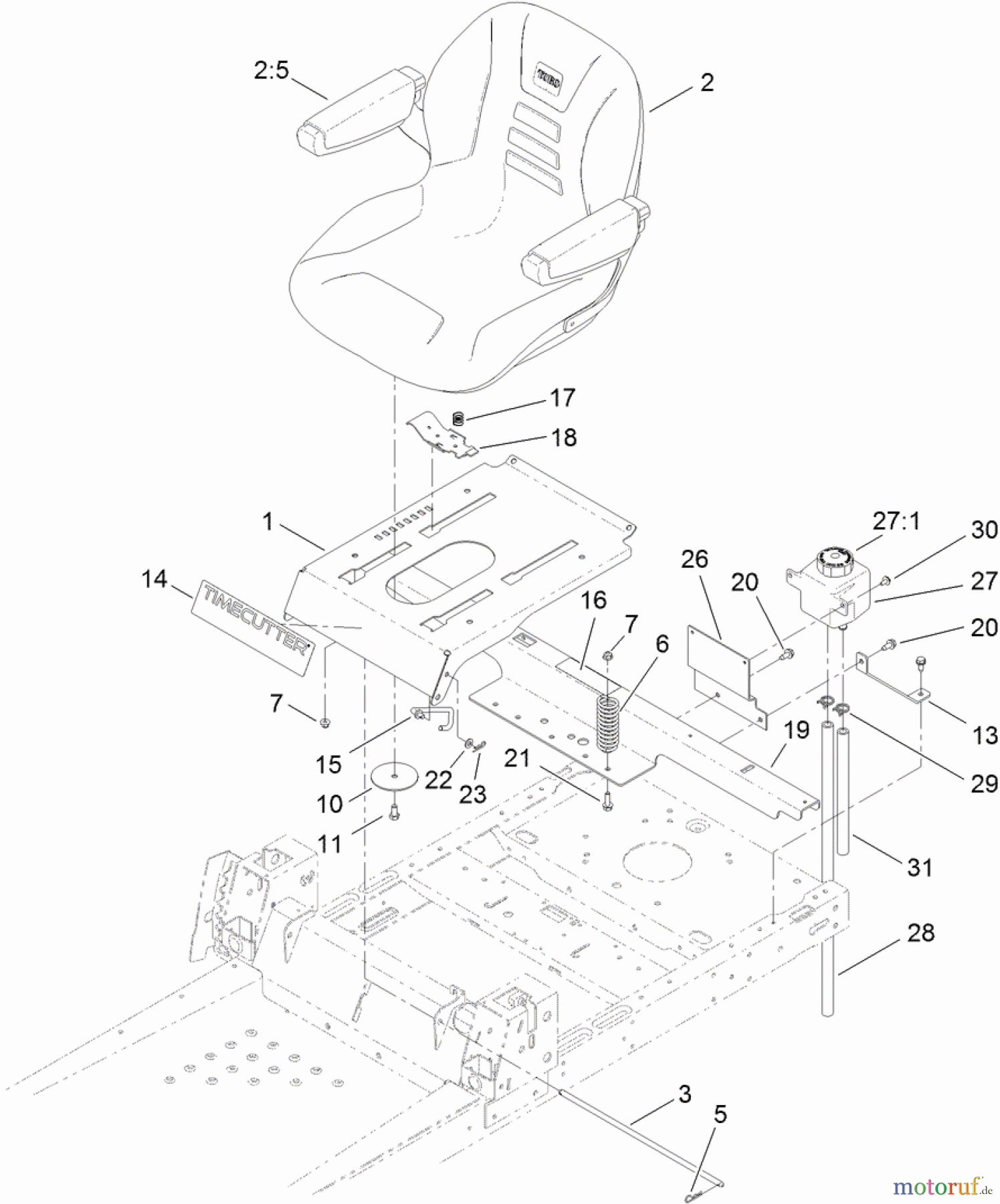  Toro Neu Mowers, Zero-Turn 74641 (5060) - Toro TimeCutter MX 5060 Riding Mower, 2012 (SN 312000001-312999999) SEAT ASSEMBLY