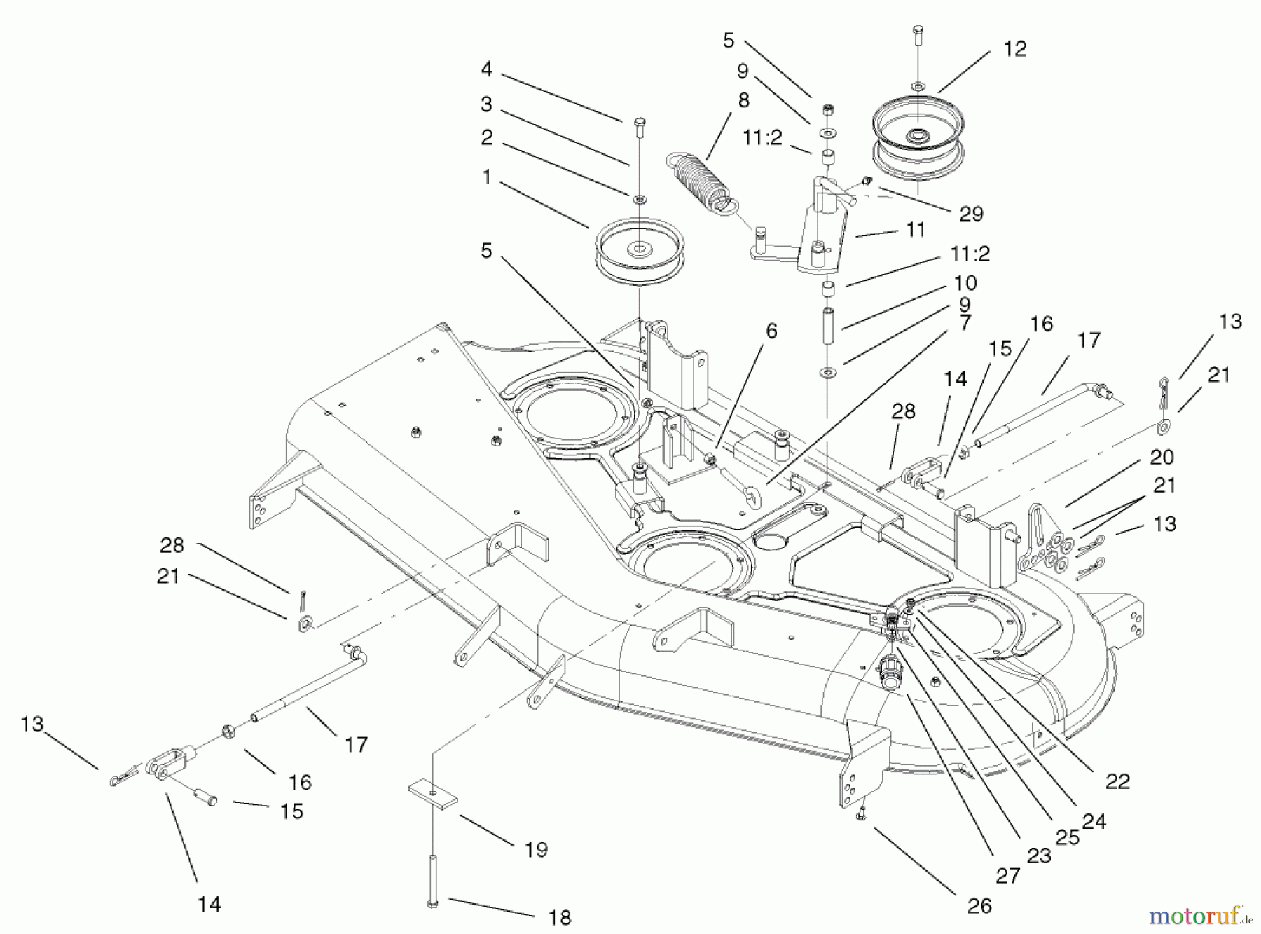  Toro Neu Mowers, Zero-Turn 74701 (Z17-52) - Toro Z17-52 TimeCutter Z Riding Mower, 2002 (220000001-220999999) DECK BELT DRIVE AND LIFT ASSEMBLY