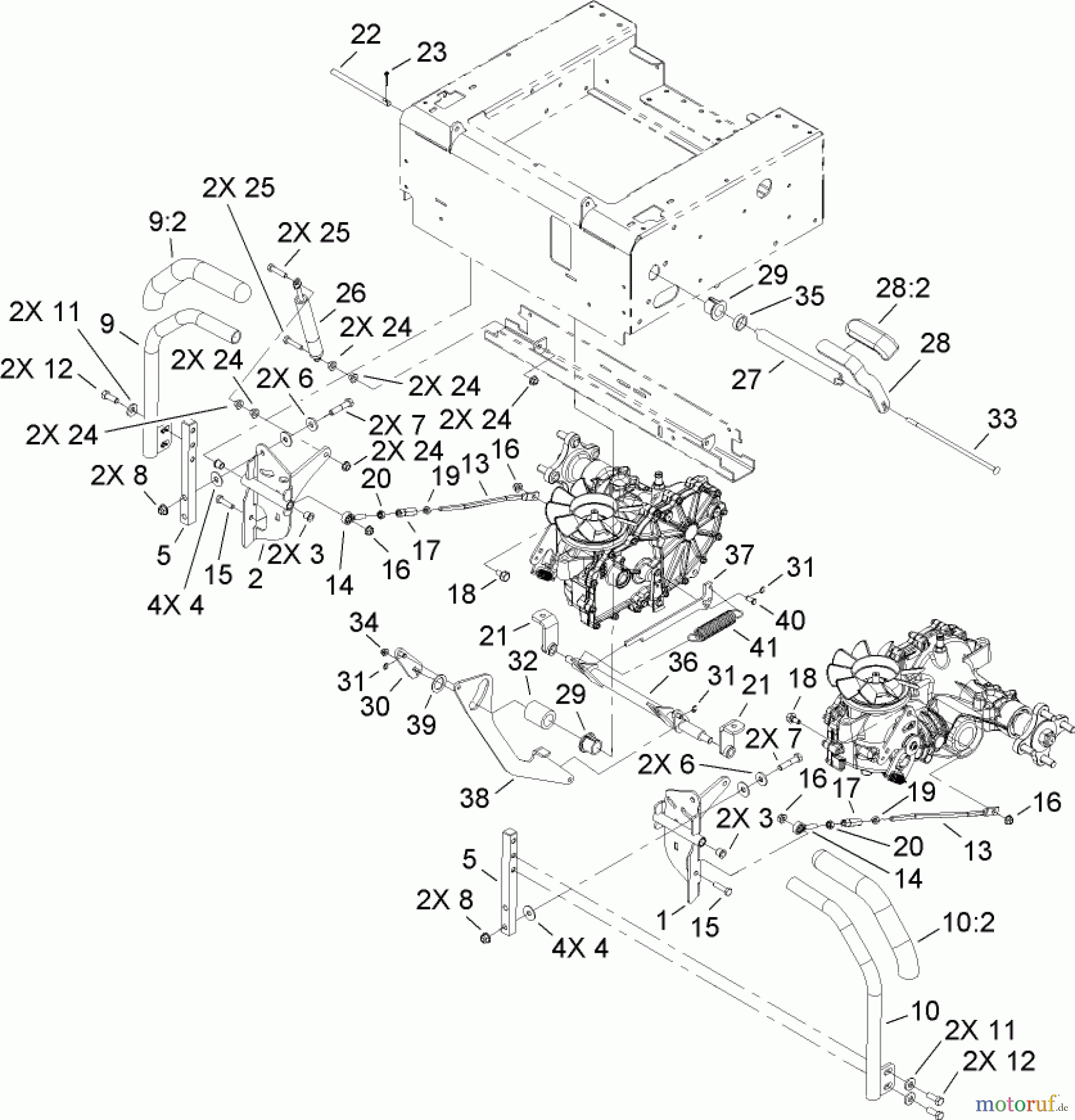  Toro Neu Mowers, Zero-Turn 74812 (Z4800) - Toro TITAN Z4800 Zero-Turn-Radius Riding Mower, 2007 (270000001-270999999) MOTION CONTROL AND BRAKE ASSEMBLY