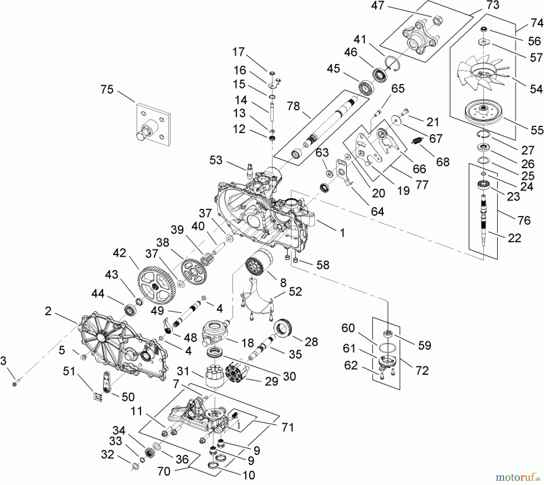  Toro Neu Mowers, Zero-Turn 74812 (Z4800) - Toro TITAN Z4800 Zero-Turn-Radius Riding Mower, 2008 (280000001-280999999) LH HYDRO TRANSMISSION ASSEMBLY NO. 109-3372