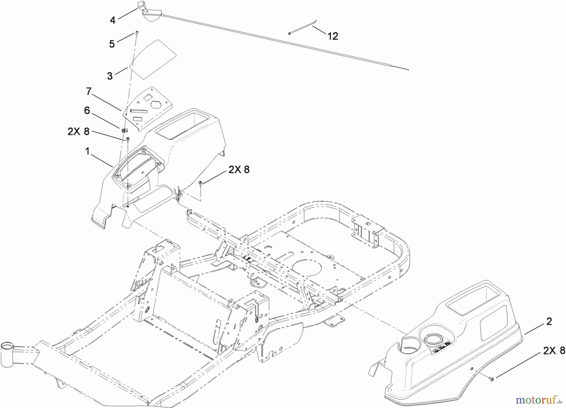  Toro Neu Mowers, Zero-Turn 74823 (ZX6000) - Toro TITAN ZX6000 Zero-Turn-Radius Riding Mower, 2009 (290000001-290999999) BODY AND STYLING ASSEMBLY