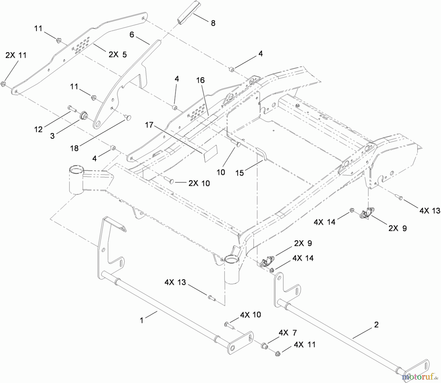  Toro Neu Mowers, Zero-Turn 74824 (ZX6050) - Toro TITAN ZX6050 Zero-Turn-Radius Riding Mower, 2010 (310000001-310999999) DECK LIFT ASSEMBLY