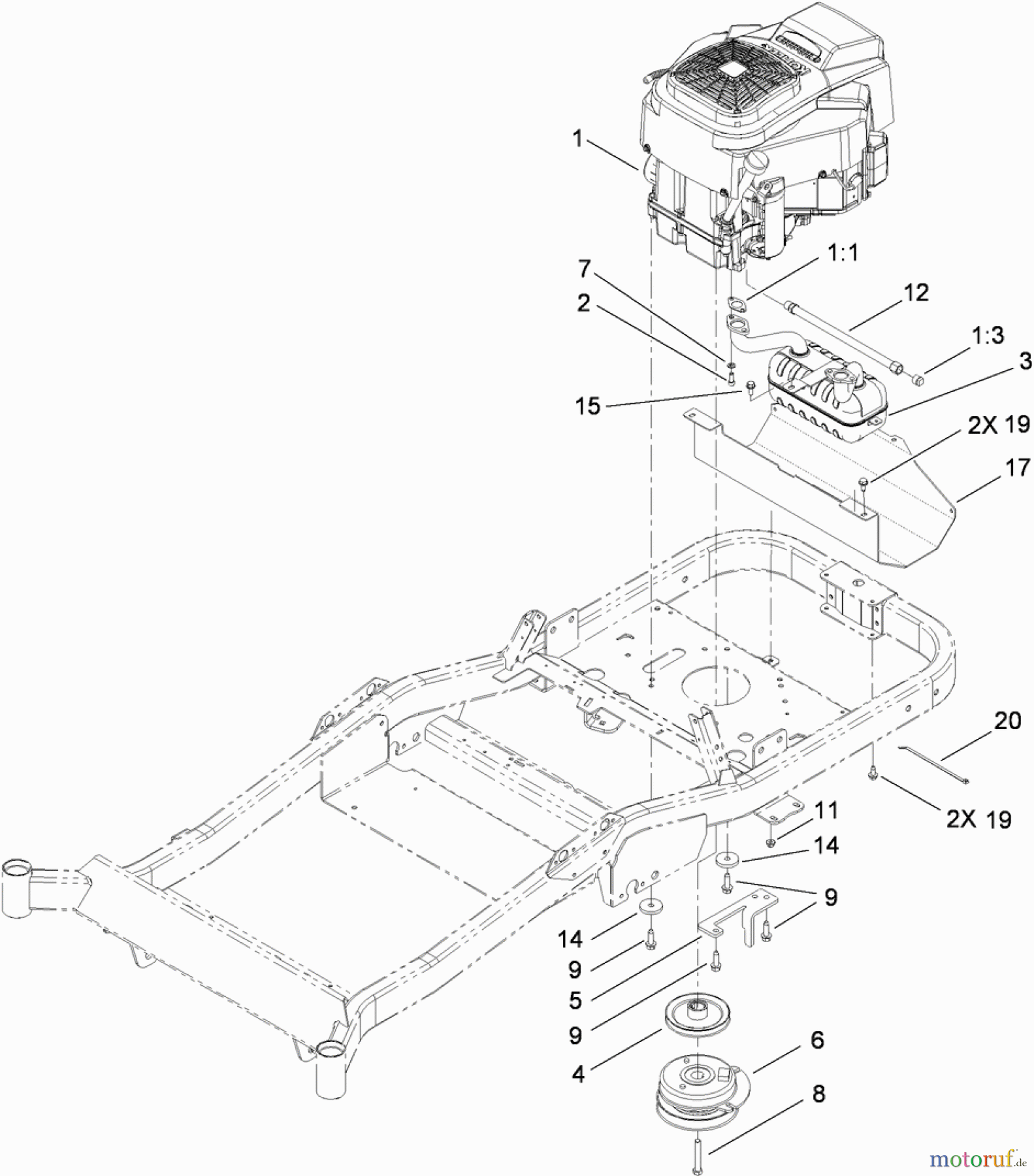  Toro Neu Mowers, Zero-Turn 74832 (ZX5450) - Toro TITAN ZX5450 Zero-Turn-Radius Riding Mower, 2010 (310000001-310999999) ENGINE ASSEMBLY