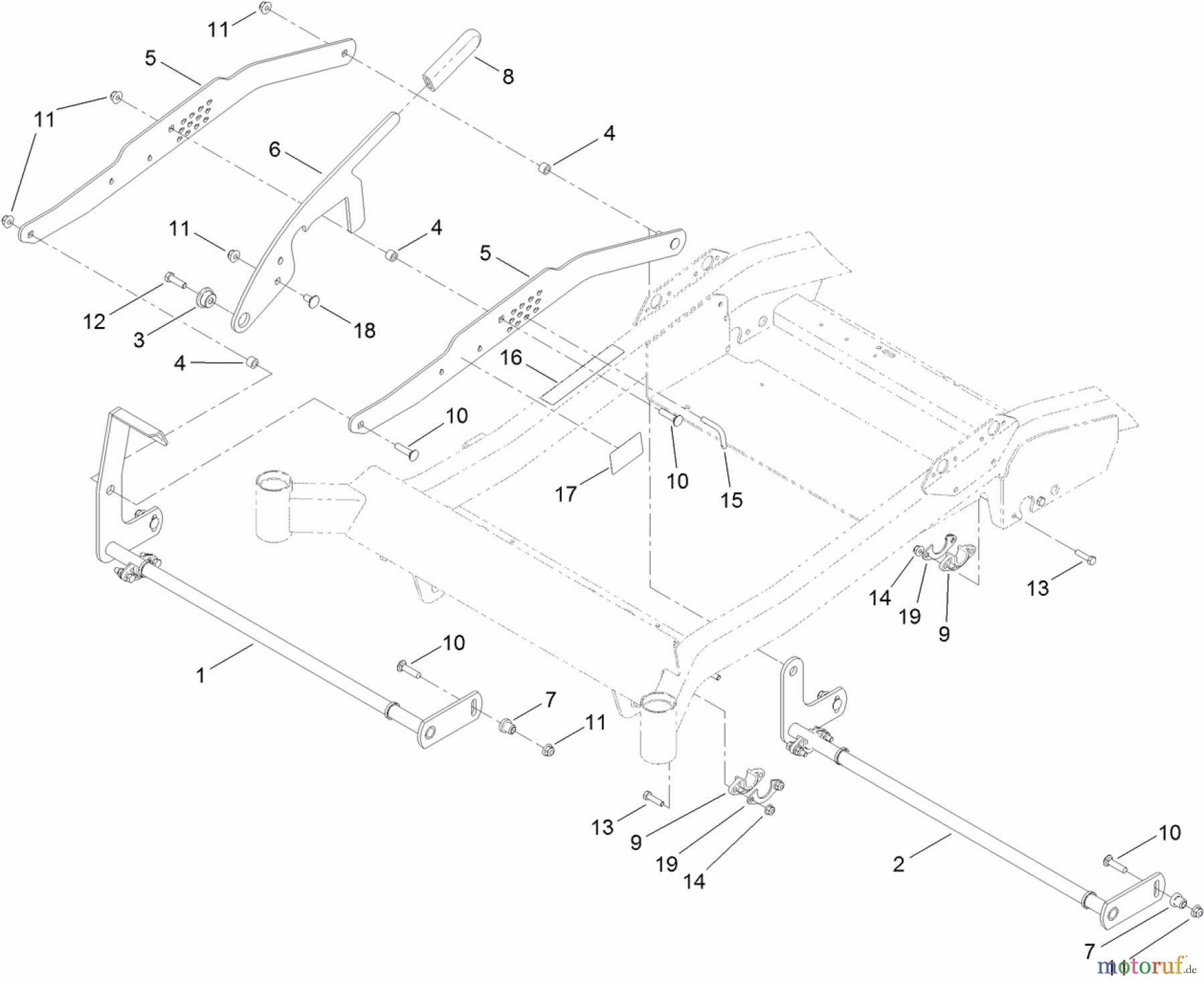  Toro Neu Mowers, Zero-Turn 74841 (ZX4820) - Toro TITAN ZX4820 Zero-Turn-Radius Riding Mower, 2012 (SN 312000001-312999999) DECK LIFT ASSEMBLY