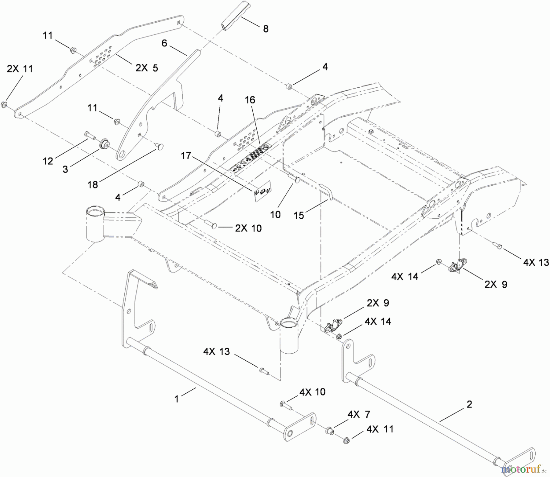  Toro Neu Mowers, Zero-Turn 74912 (ZX4800) - Toro TITAN ZX4800 Zero-Turn-Radius Riding Mower, 2010 (310000001-310999999) DECK LIFT ASSEMBLY