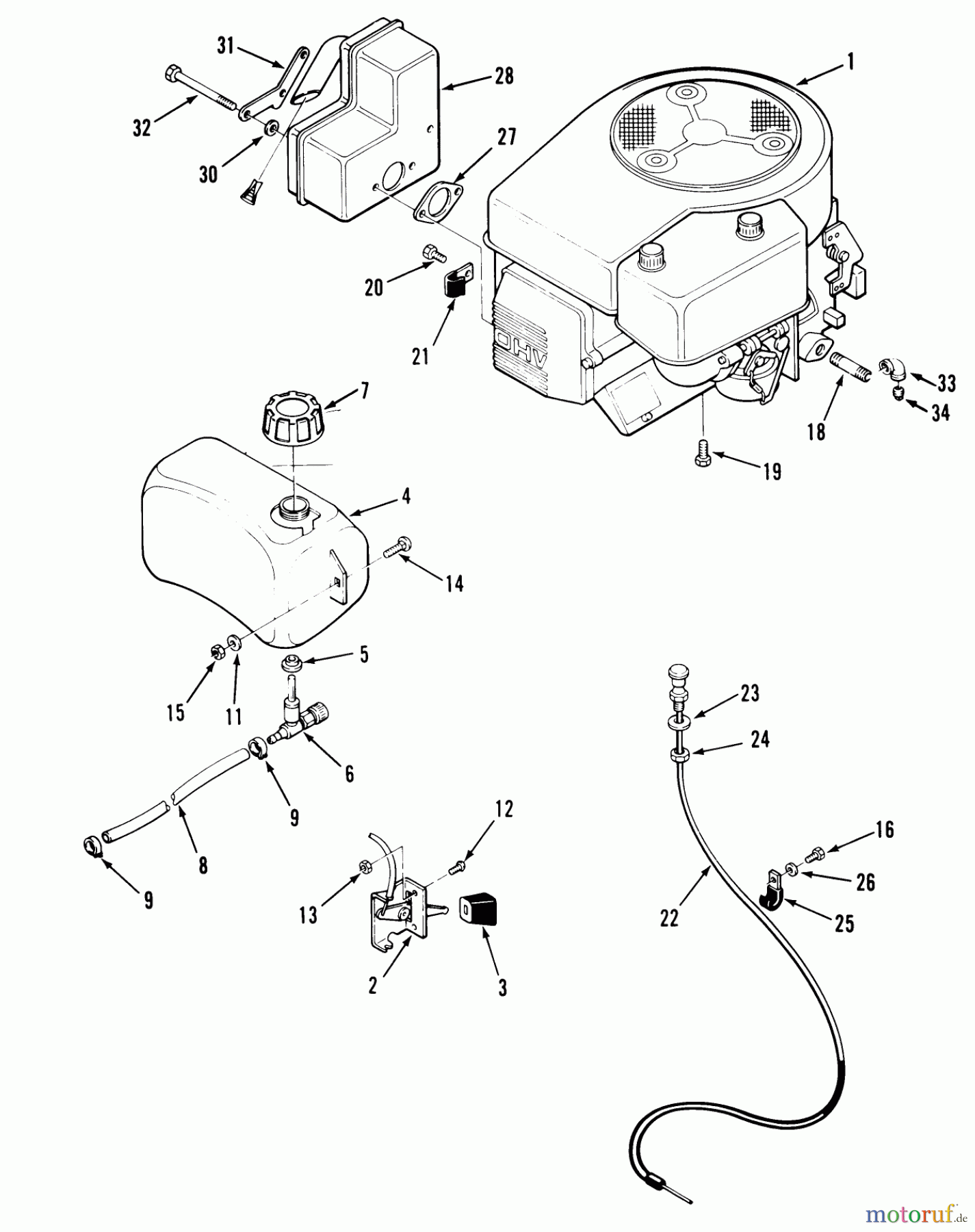  Toro Neu Mowers, Zero-Turn Y1-16OE03 (616-Z) - Toro 616-Z Tractor, 1991 (1000001-1999999) ENGINE, FUEL & EXHAUST SYSTEMS-612-Z