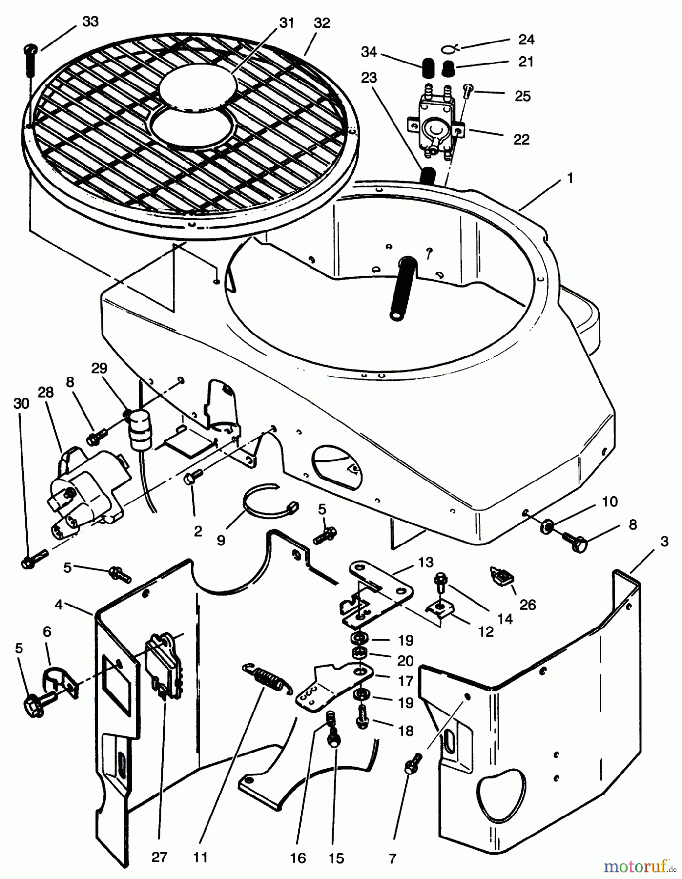  Toro Neu Mowers, Zero-Turn Y1-20OE03 (620-Z) - Toro 620-Z Tractor, 1992 (2000001-2999999) COVERS, FUEL PUMP, COIL, REGULATOR & GOVERNOR LINKAGE ASSEMBLY