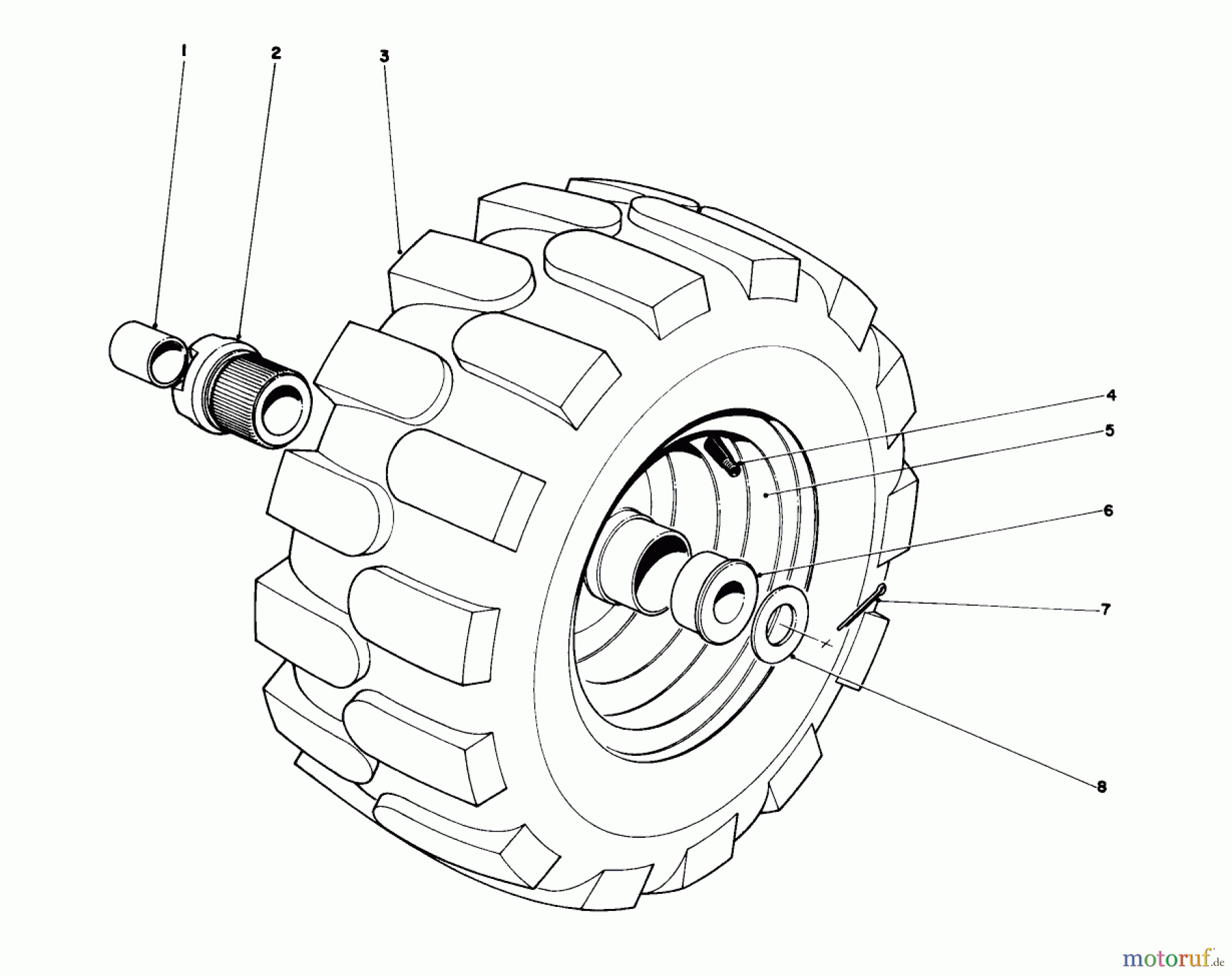 Toro Neu Snow Blowers/Snow Throwers Seite 1 31323 (832) - Toro 832 Snowthrower, 1974 (4000001-4999999) WHEEL ASSEMBLY