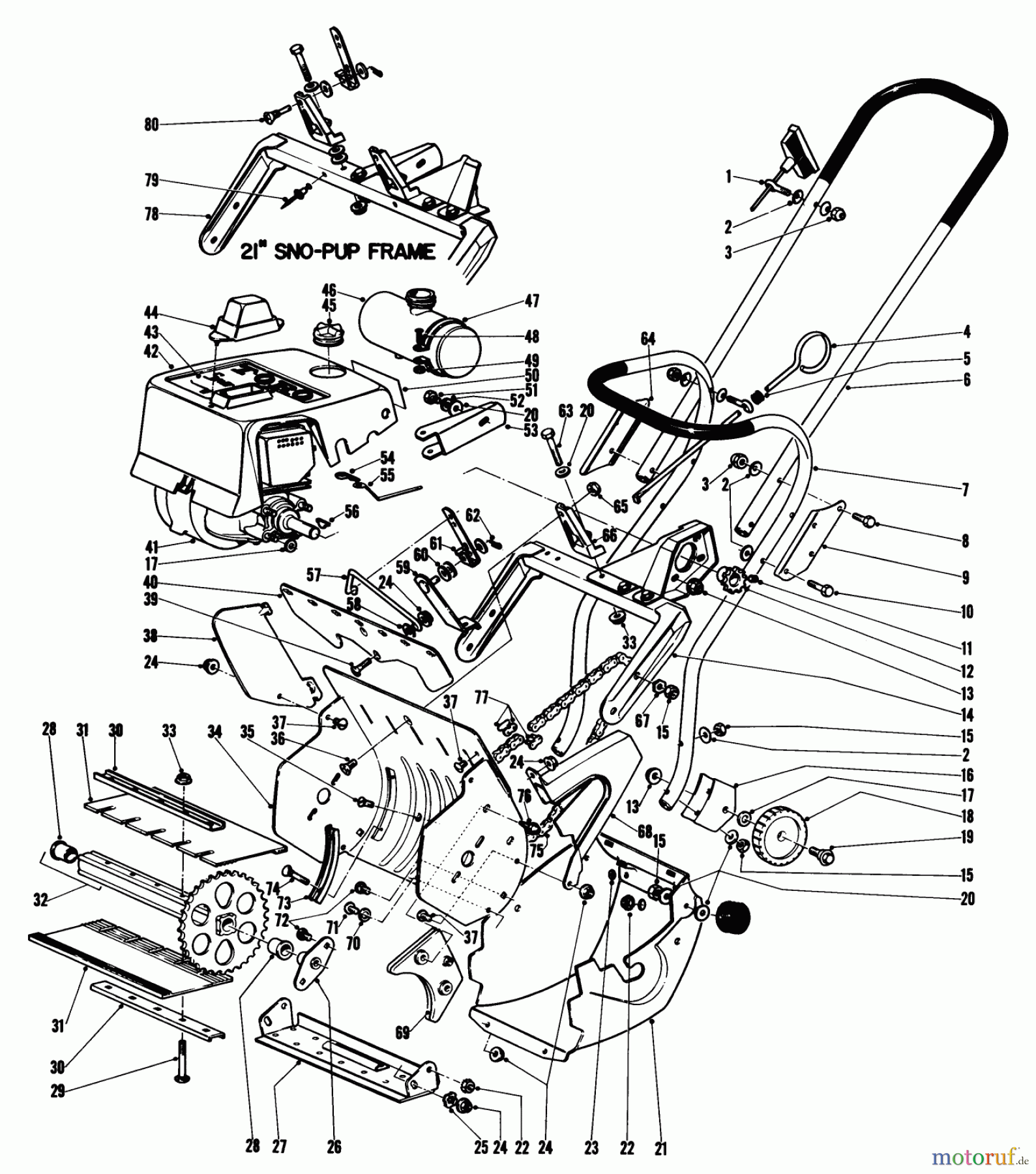 Toro Neu Snow Blowers/Snow Throwers Seite 1 31411 - Toro Snow Pup, 1968 (8000001-8999999) MAIN FRAME