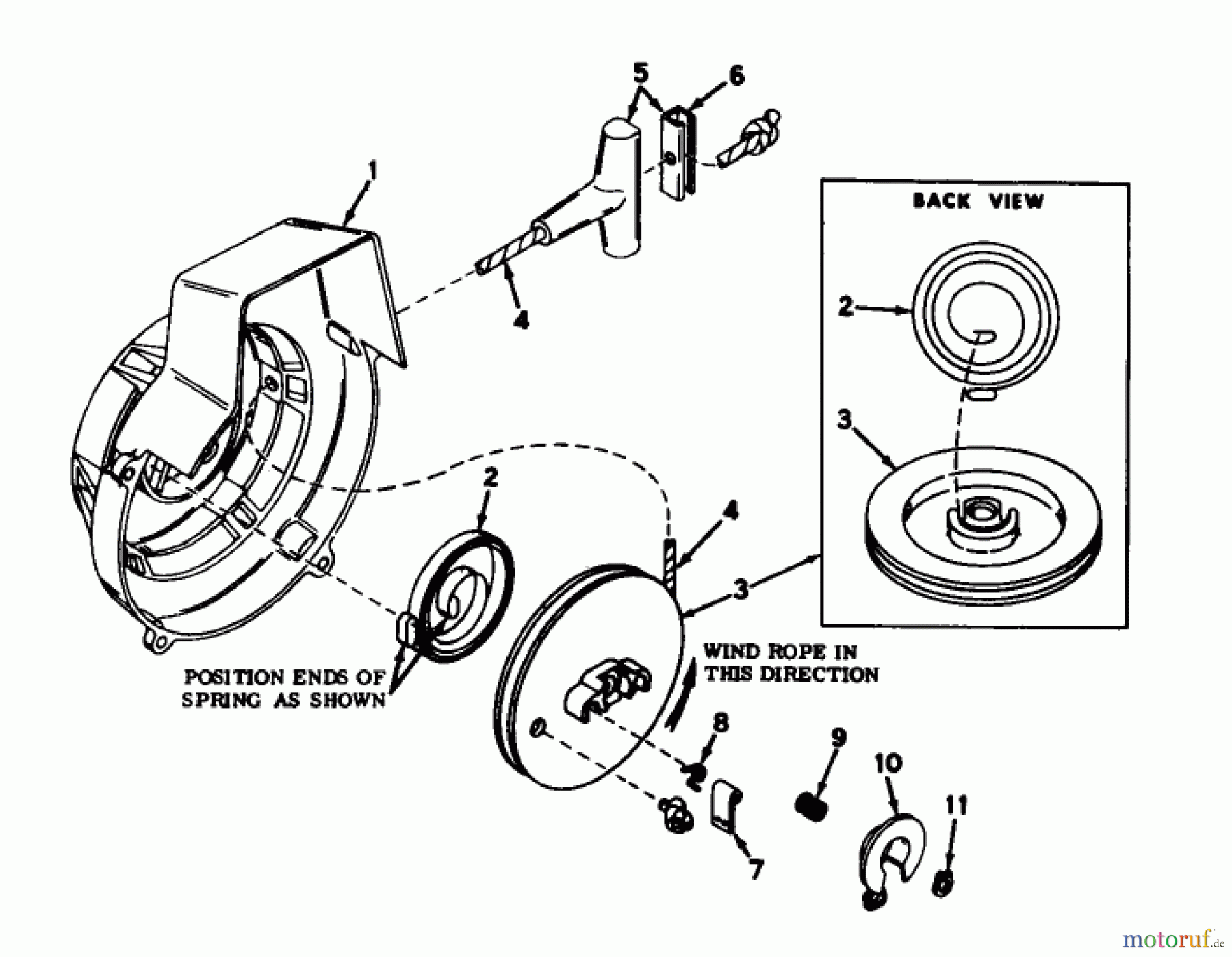 Toro Neu Snow Blowers/Snow Throwers Seite 1 31411 - Toro Snow Pup, 1968 (8000001-8999999) SHROUD AND REWIND STARTER MODEL NO. 590398B