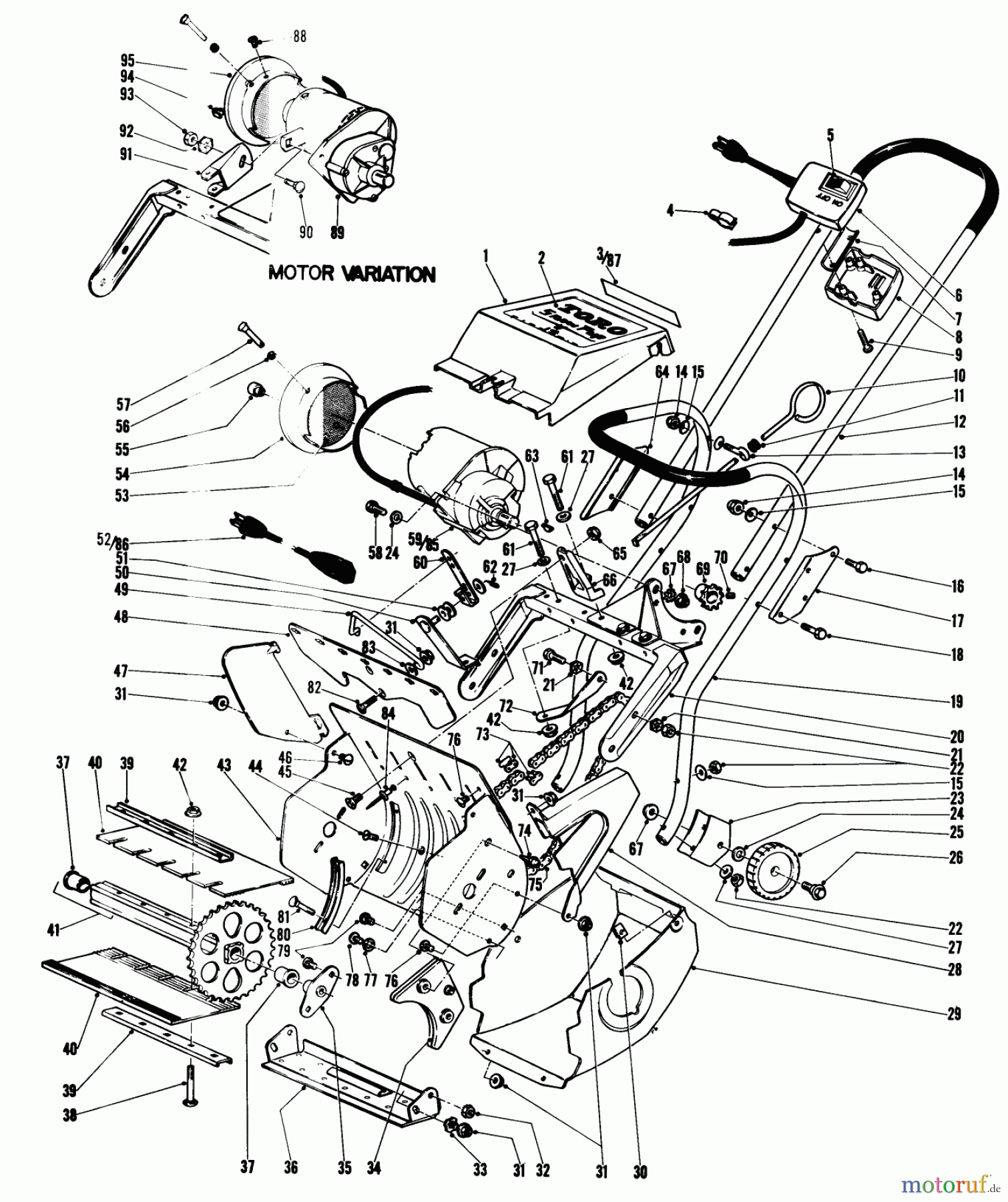 Toro Neu Snow Blowers/Snow Throwers Seite 1 31451 - Toro Snow Pup (electric), 1968 (8000001-8999999) MAIN FRAME PARTS LIST