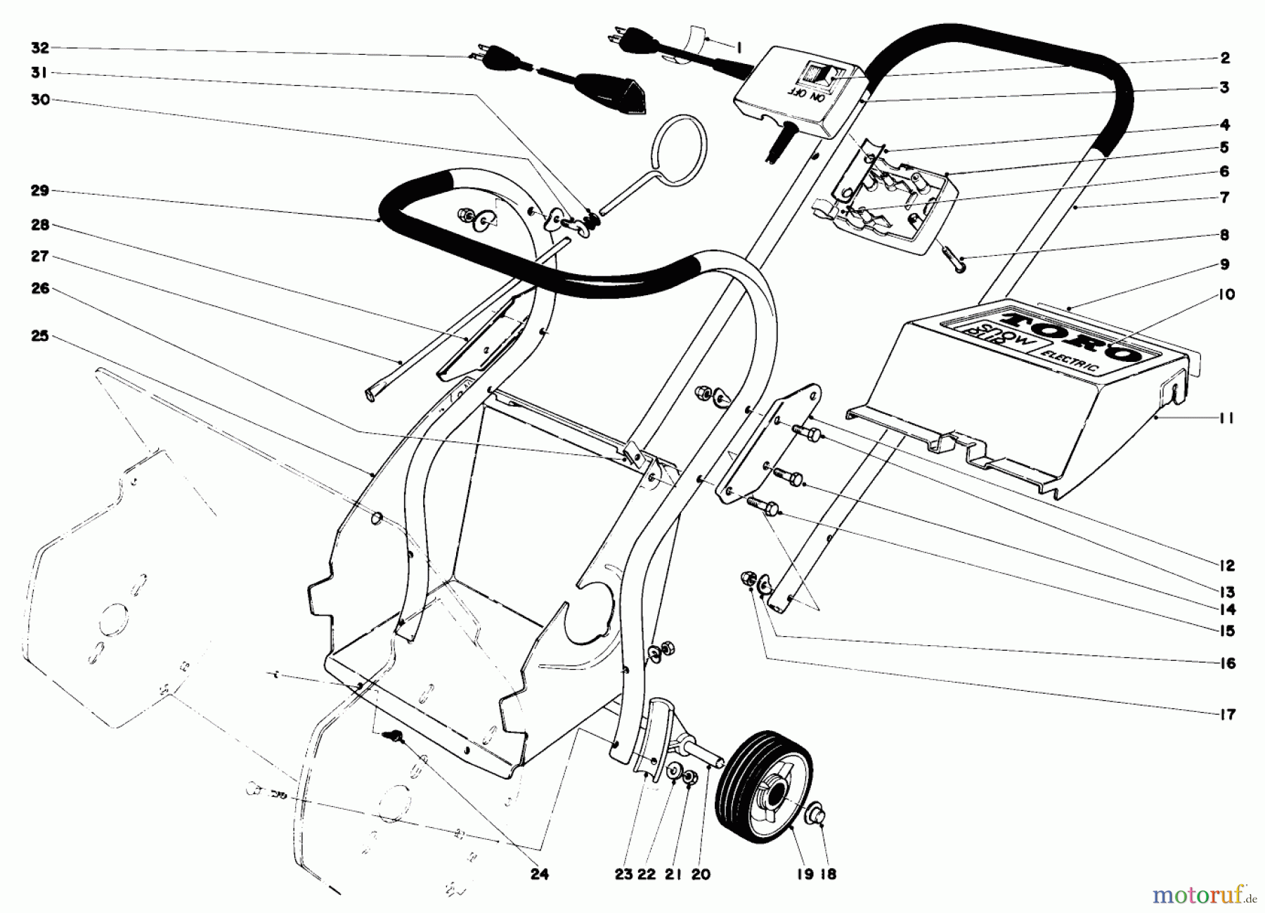 Toro Neu Snow Blowers/Snow Throwers Seite 1 31453 - Toro Snow Pup (electric), 1972 (2000001-2999999) UPPER MAIN FRAME