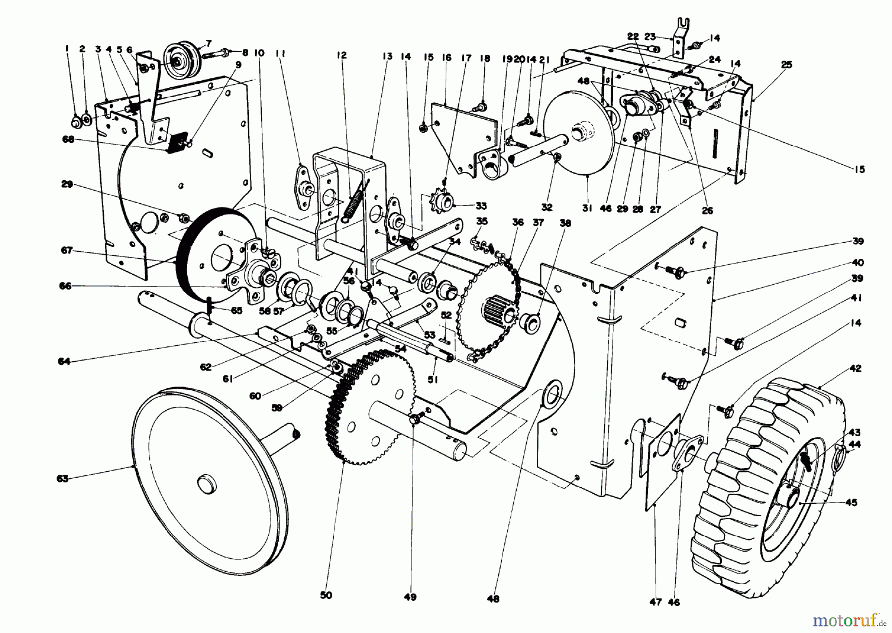 Toro Neu Snow Blowers/Snow Throwers Seite 1 31625 (524) - Toro 524 Snowthrower, 1977 (7000001-7999999) TRACTION ASSEMBLY